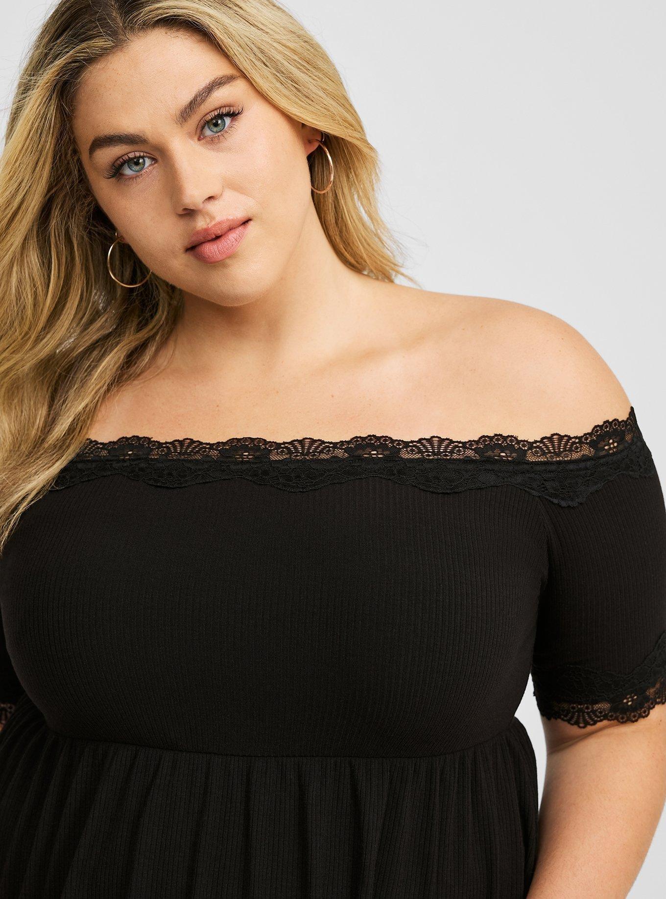 Super Soft Rib Off Shoulder Babydoll Top