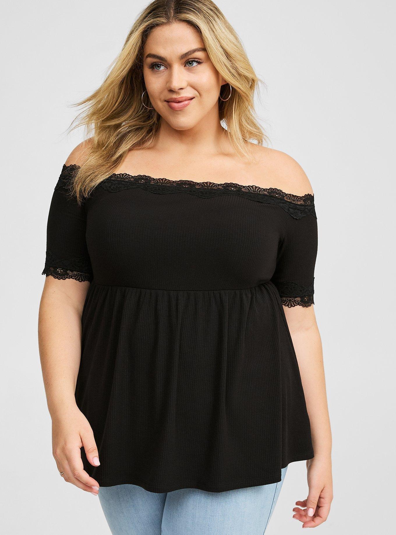 Super Soft Rib Off Shoulder Babydoll Top