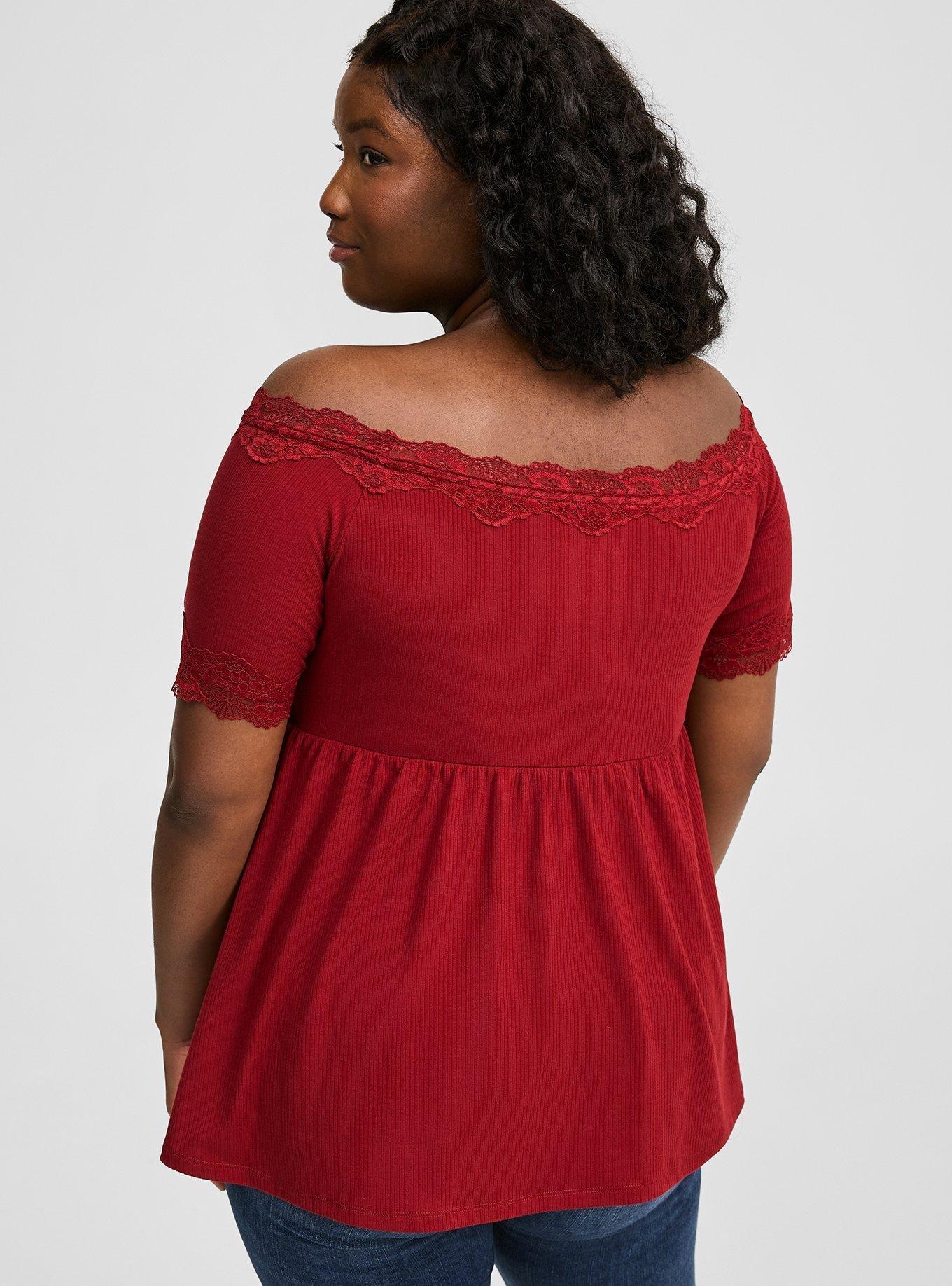 Super Soft Rib Off Shoulder Babydoll Top