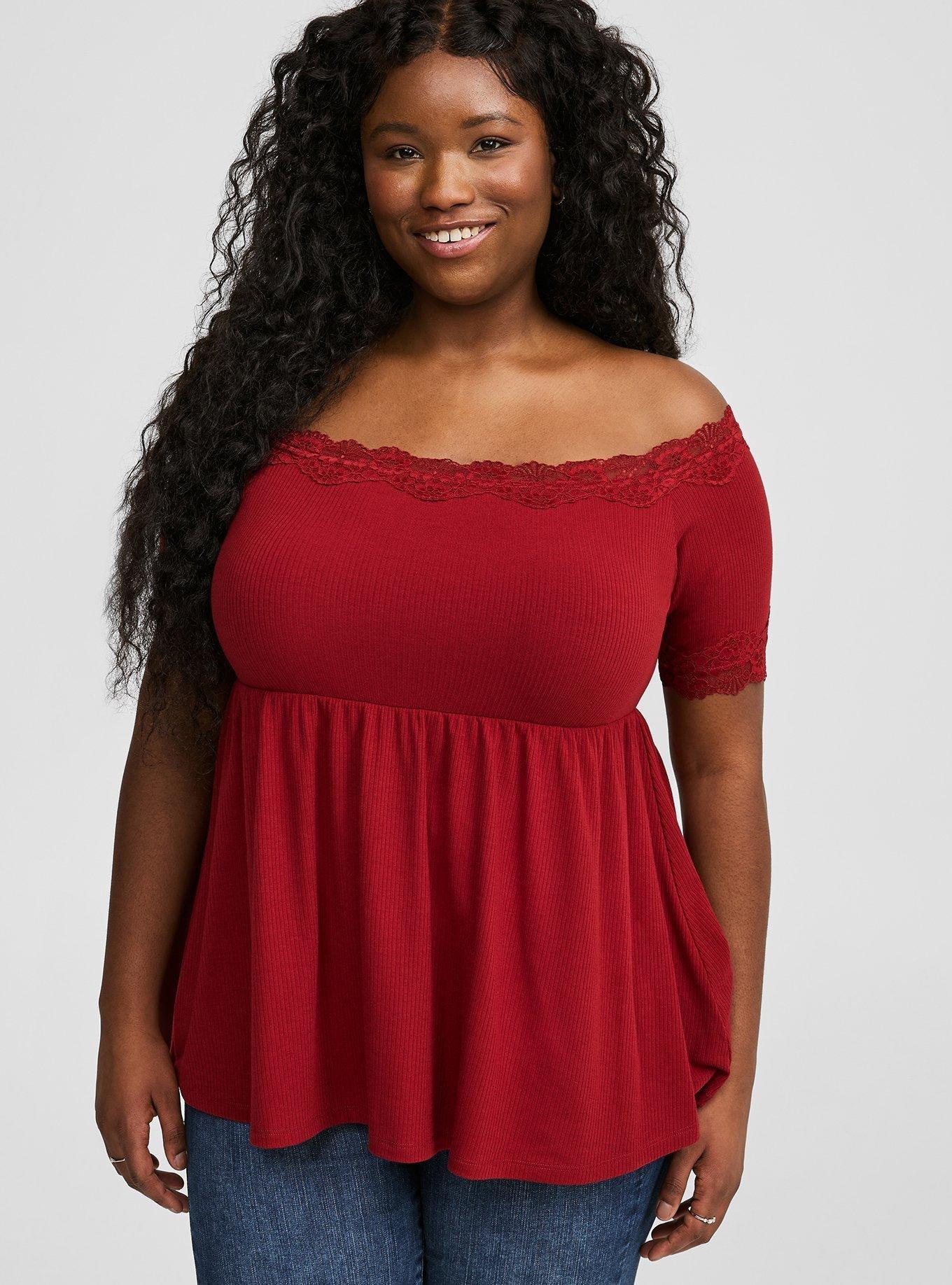 Super Soft Rib Off Shoulder Babydoll Top