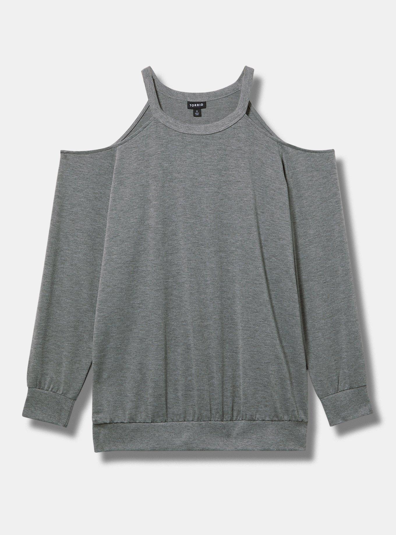 Lightweight French Terry Cold Shoulder Sweatshirt