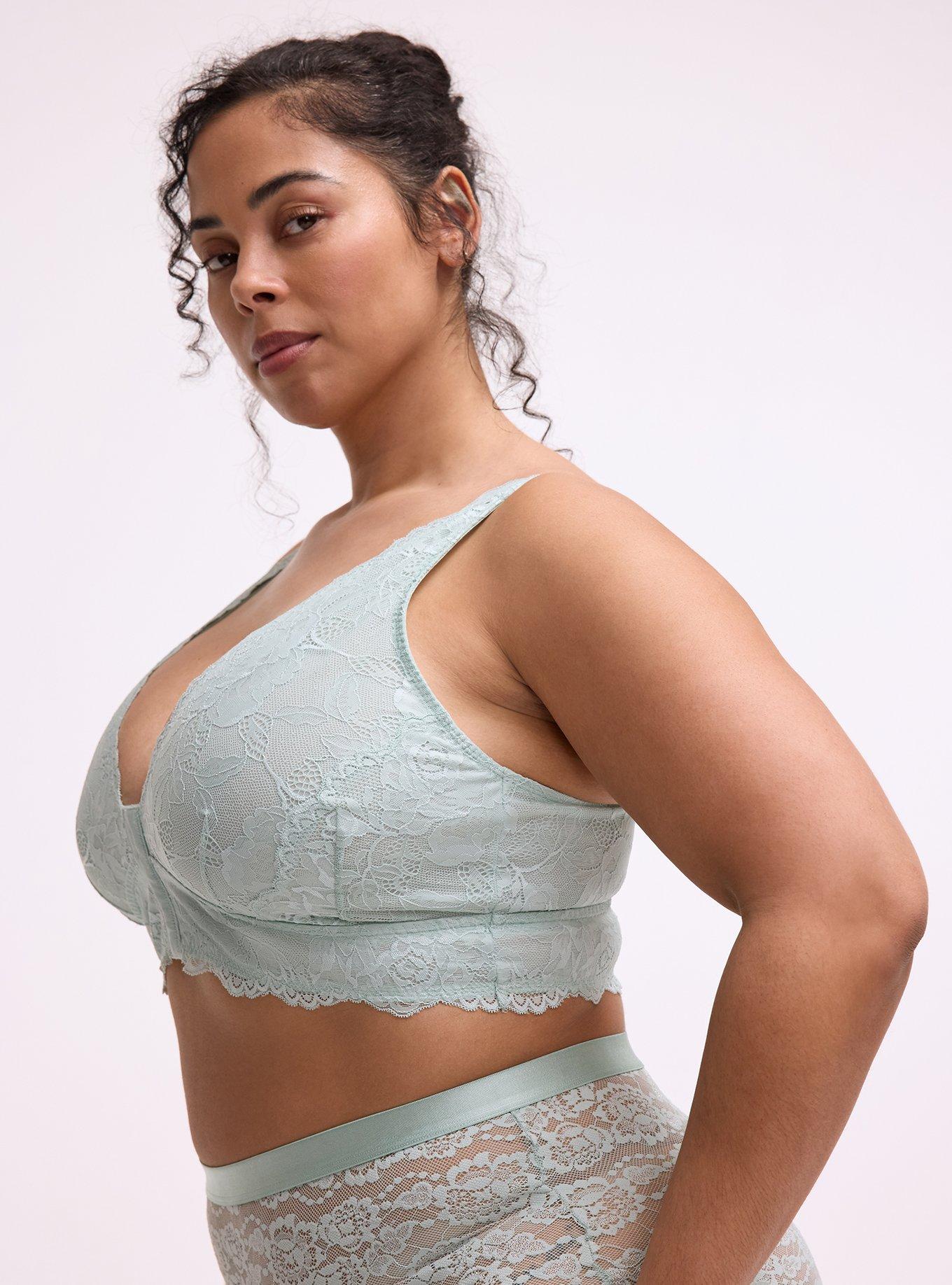 Unlined Lace Front-Close Bralette, HARBOR GRAY, alternate