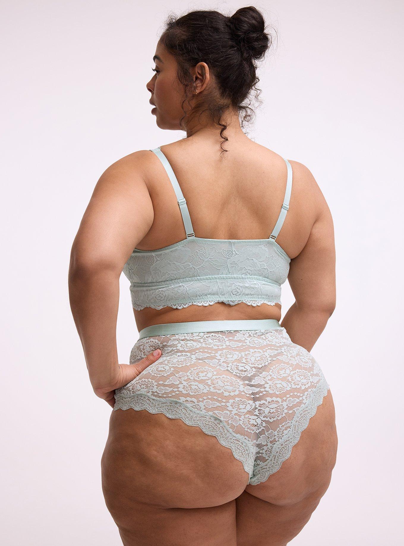 Unlined Lace Front-Close Bralette, HARBOR GRAY, alternate