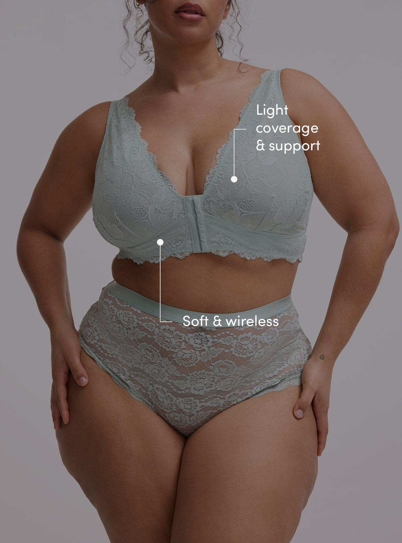 Unlined Lace Front-Close Bralette, HARBOR GRAY, alternate