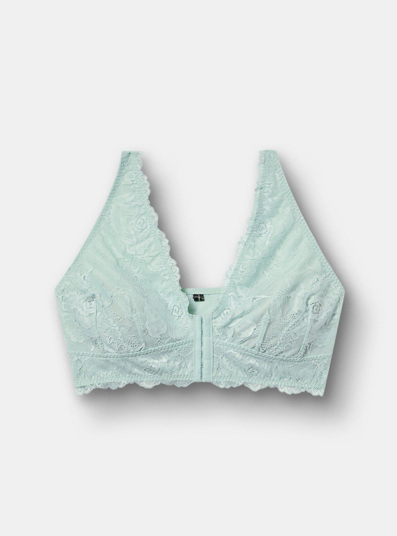 Unlined Lace Front-Close Bralette, HARBOR GRAY, hi-res