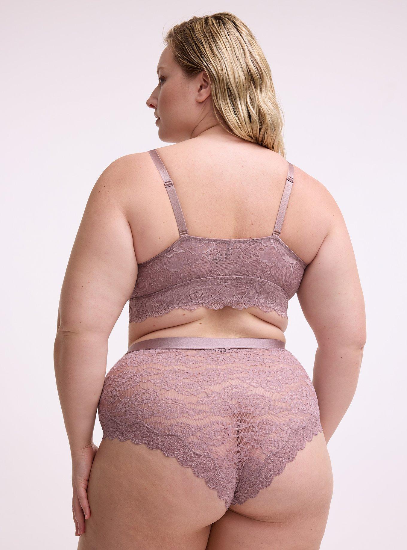 Unlined Lace Front-Close Bralette, TOADSTOOL, alternate