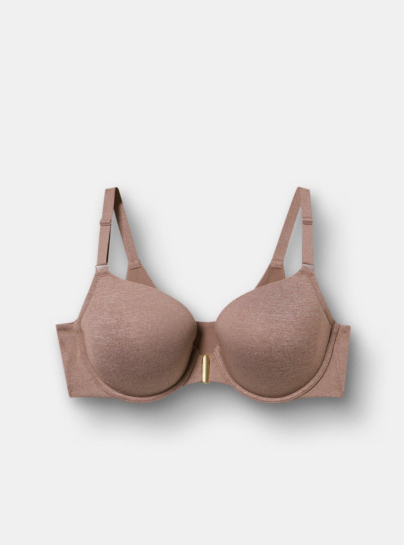 Perfect Coverage Push-Up Smooth Front-Close Bra, DEEP TAUPE HEATHER, flat