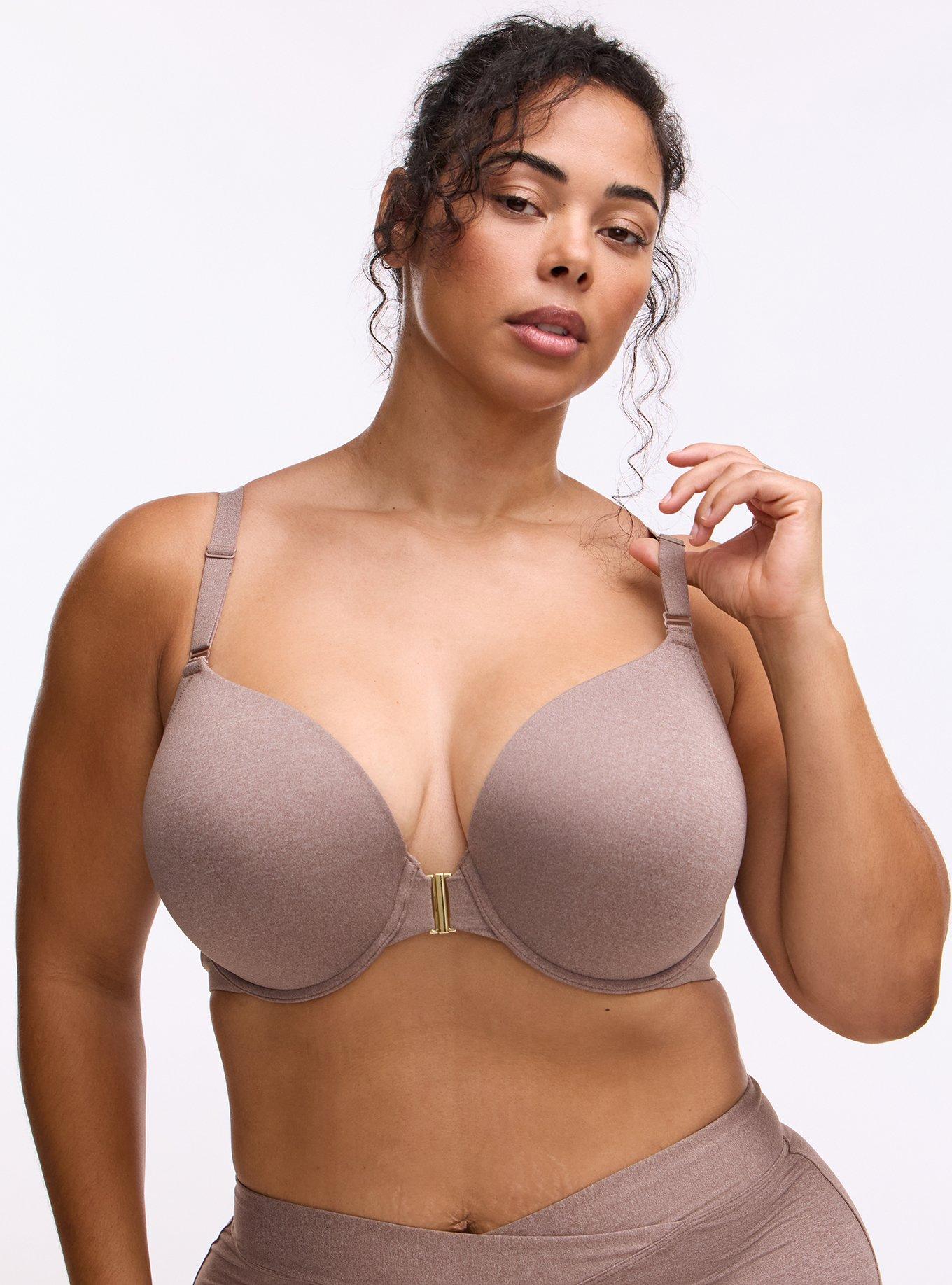 Perfect Coverage Push-Up Smooth Front-Close Bra, DEEP TAUPE HEATHER, hi-res