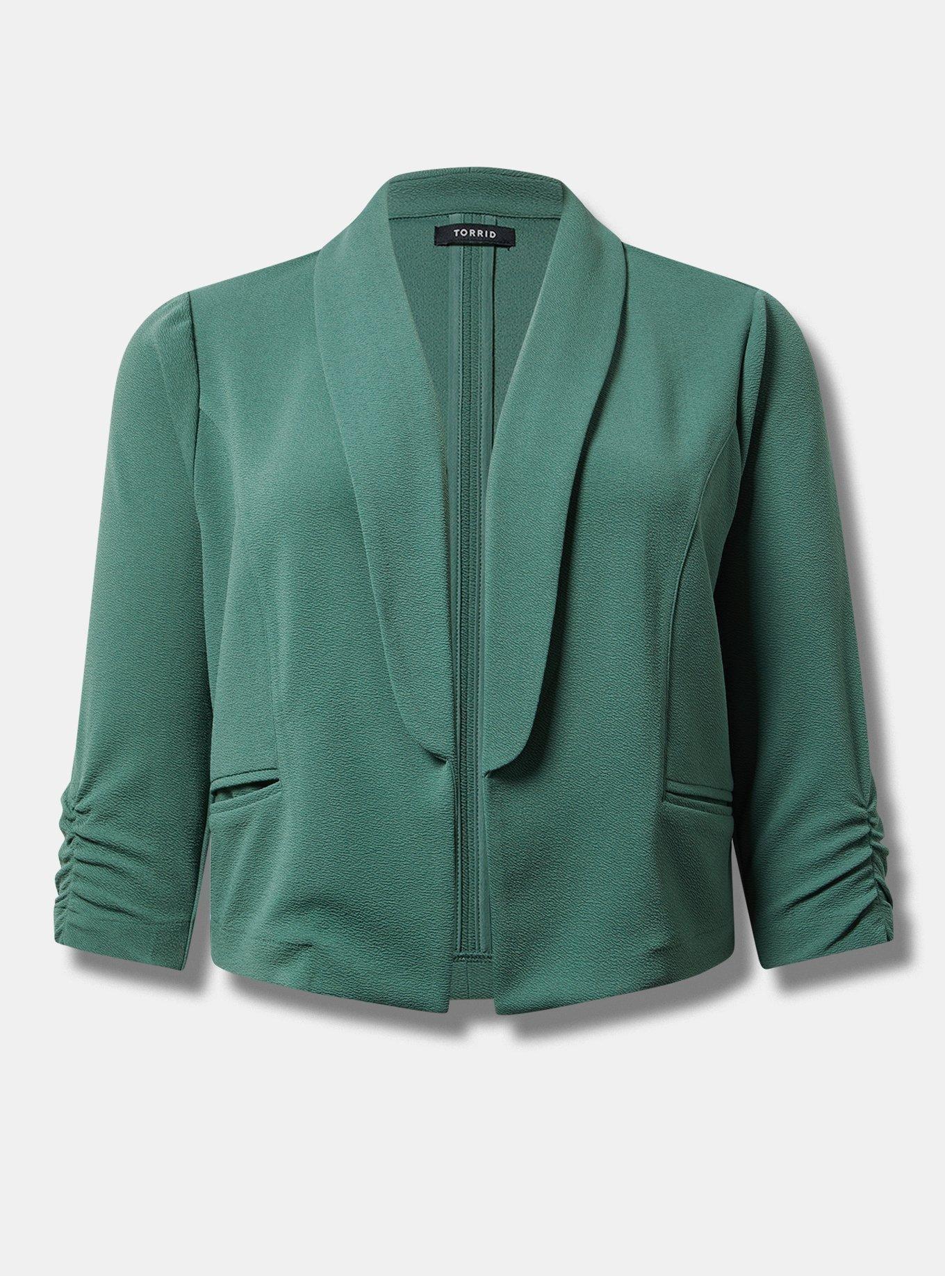 Textured Crepe Shawl Collar Blazer