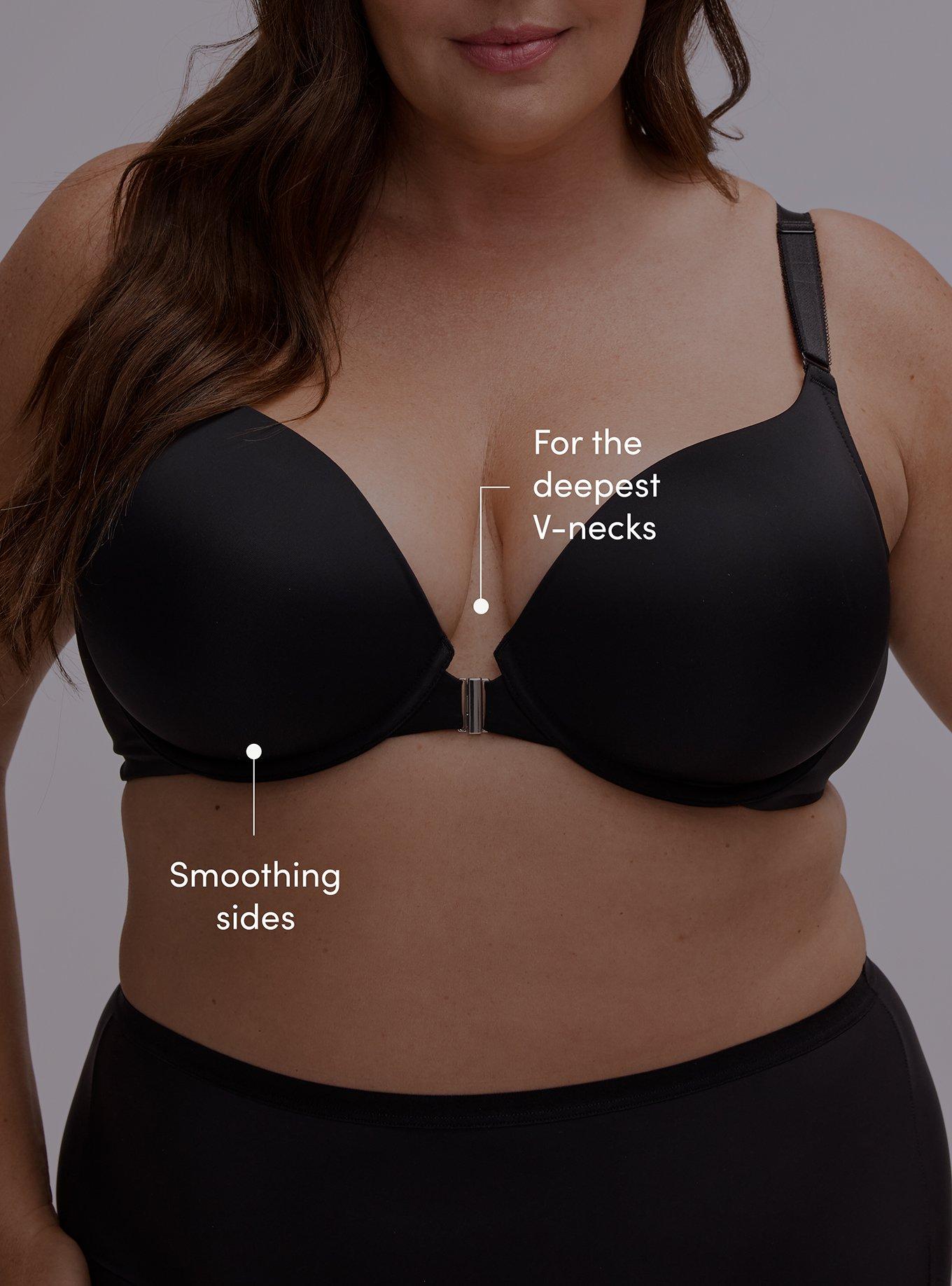 Plunge Push-Up Front-Close Bra, BLACK, alternate