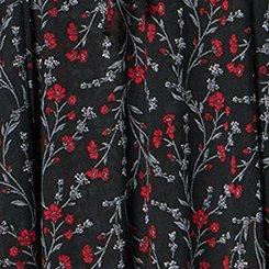 Plus Size Mesh Fit & Flare Wireless Babydoll, LARA VINE FLORAL RICH BLACK, swatch