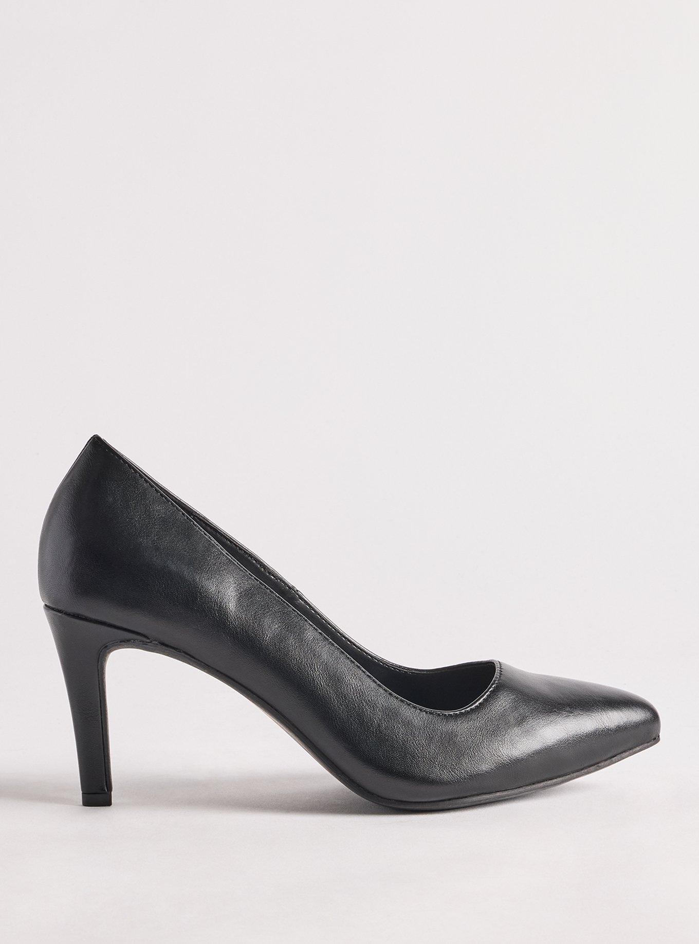 Pointed Toe Heel (WW), BLACK FAUX LEATHER, alternate