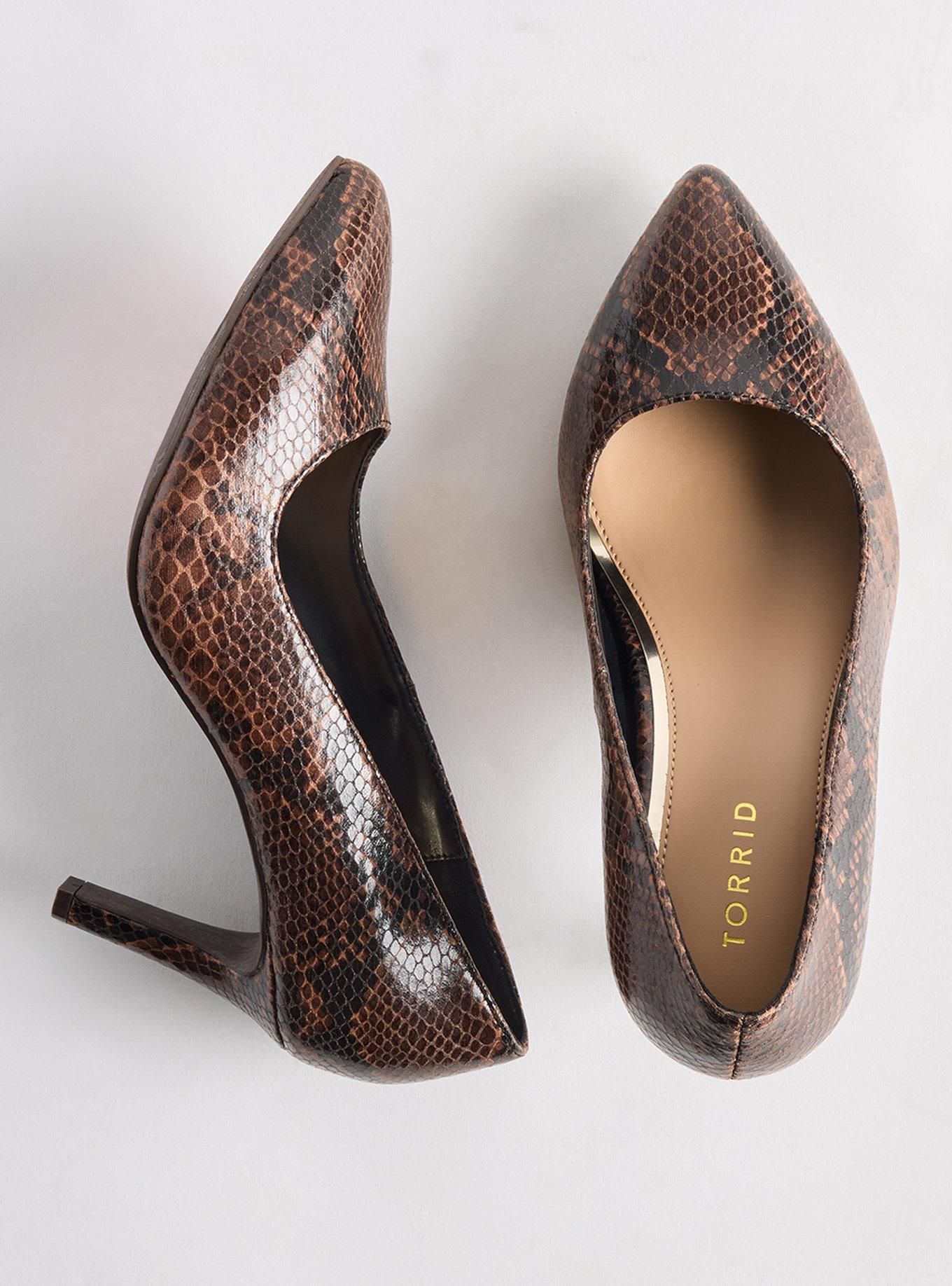 Pointed Toe Heel (WW), SNAKE BROWN, hi-res
