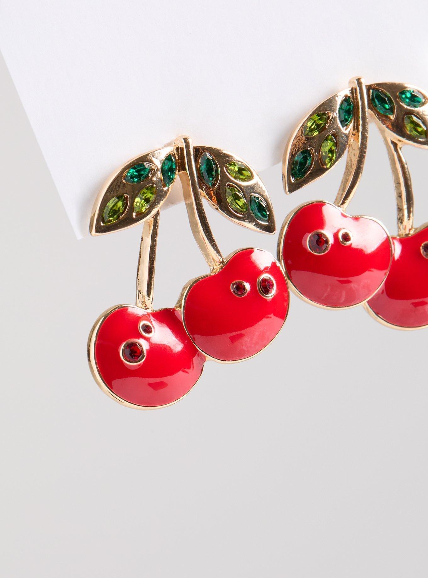 Cherry Rhinestone Statement Earring