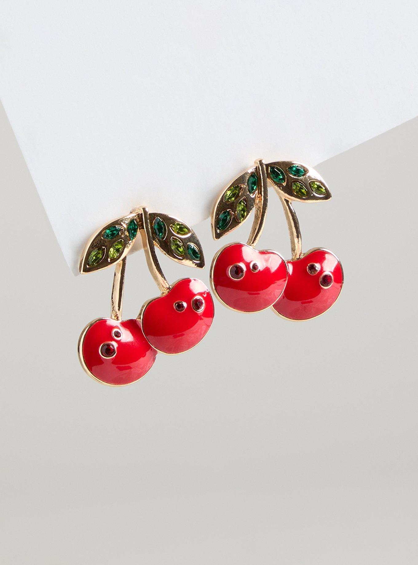 Cherry Rhinestone Statement Earring