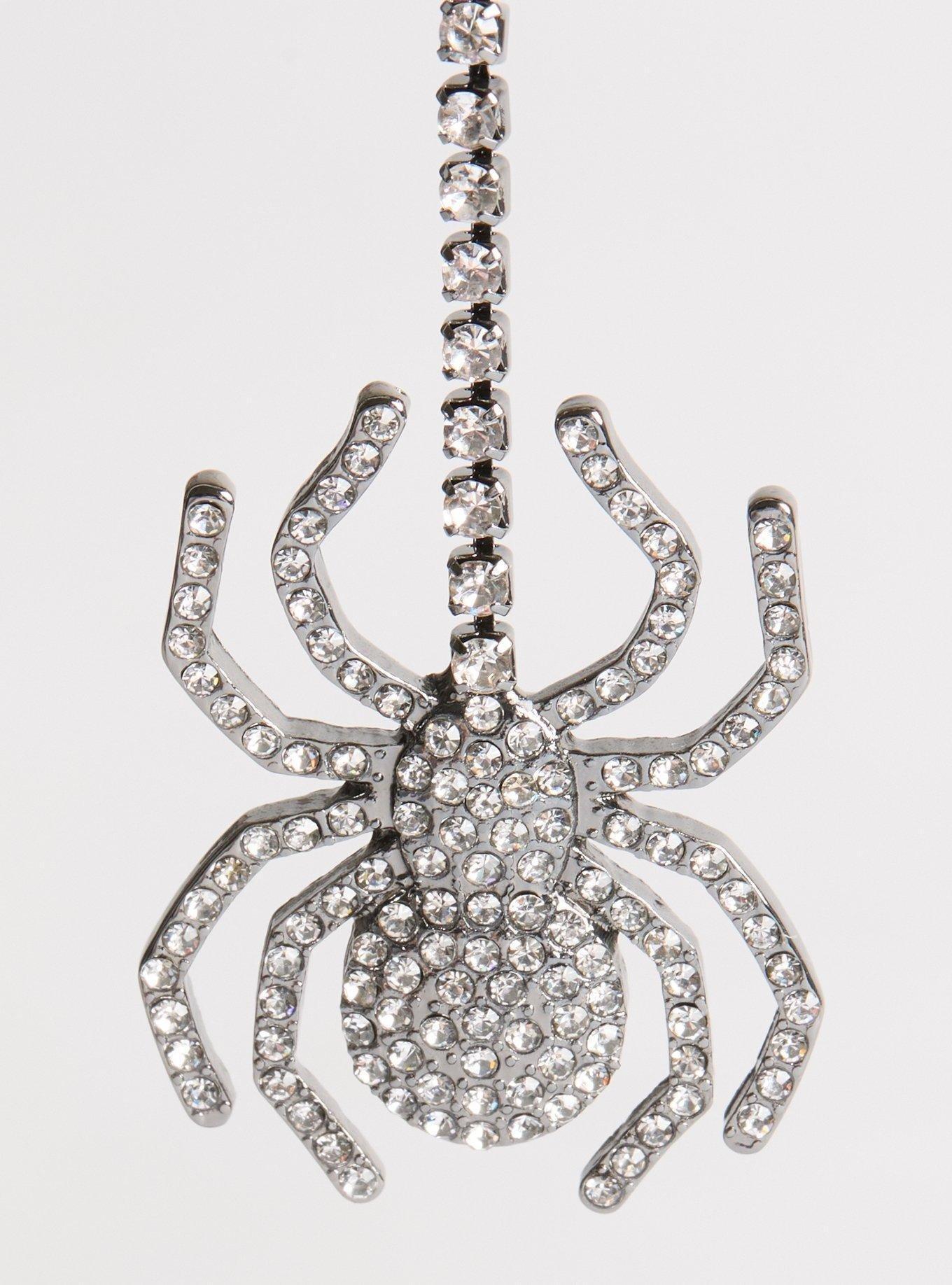 Rhinestone Spider Drop Statement Earring