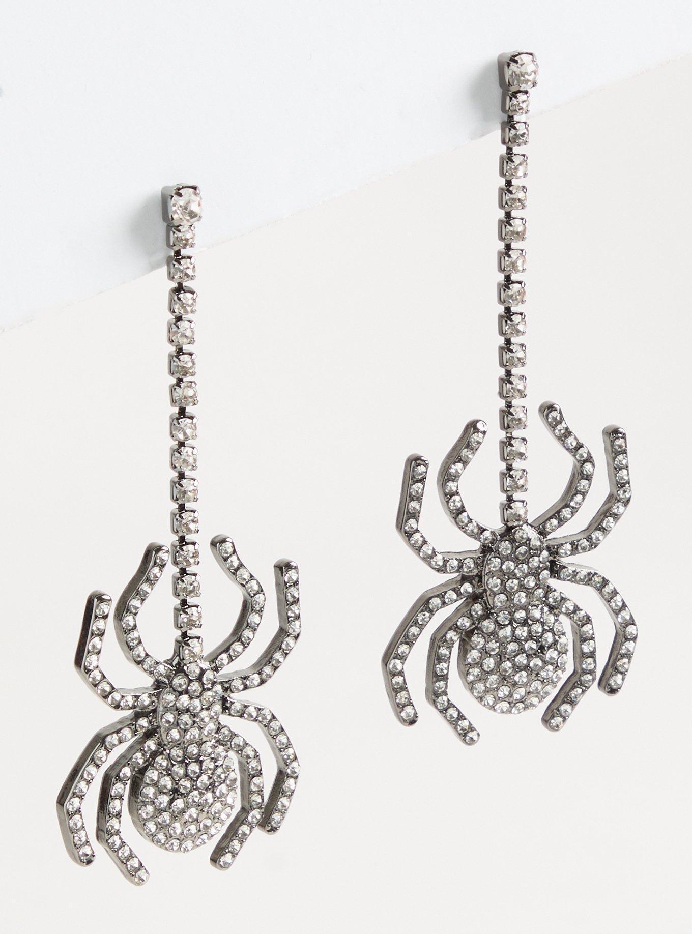 Rhinestone Spider Drop Statement Earring