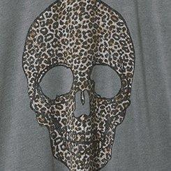 Cheetah Skull Roll Cuff Relaxed Cotton Crew Tee , BLACK MINERAL WASH, swatch