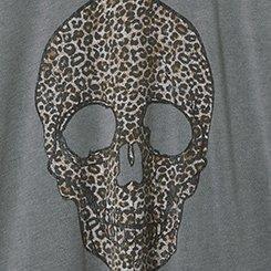 Plus Size Cheetah Skull Roll Cuff Relaxed Cotton Crew Tee , BLACK MINERAL WASH, swatch