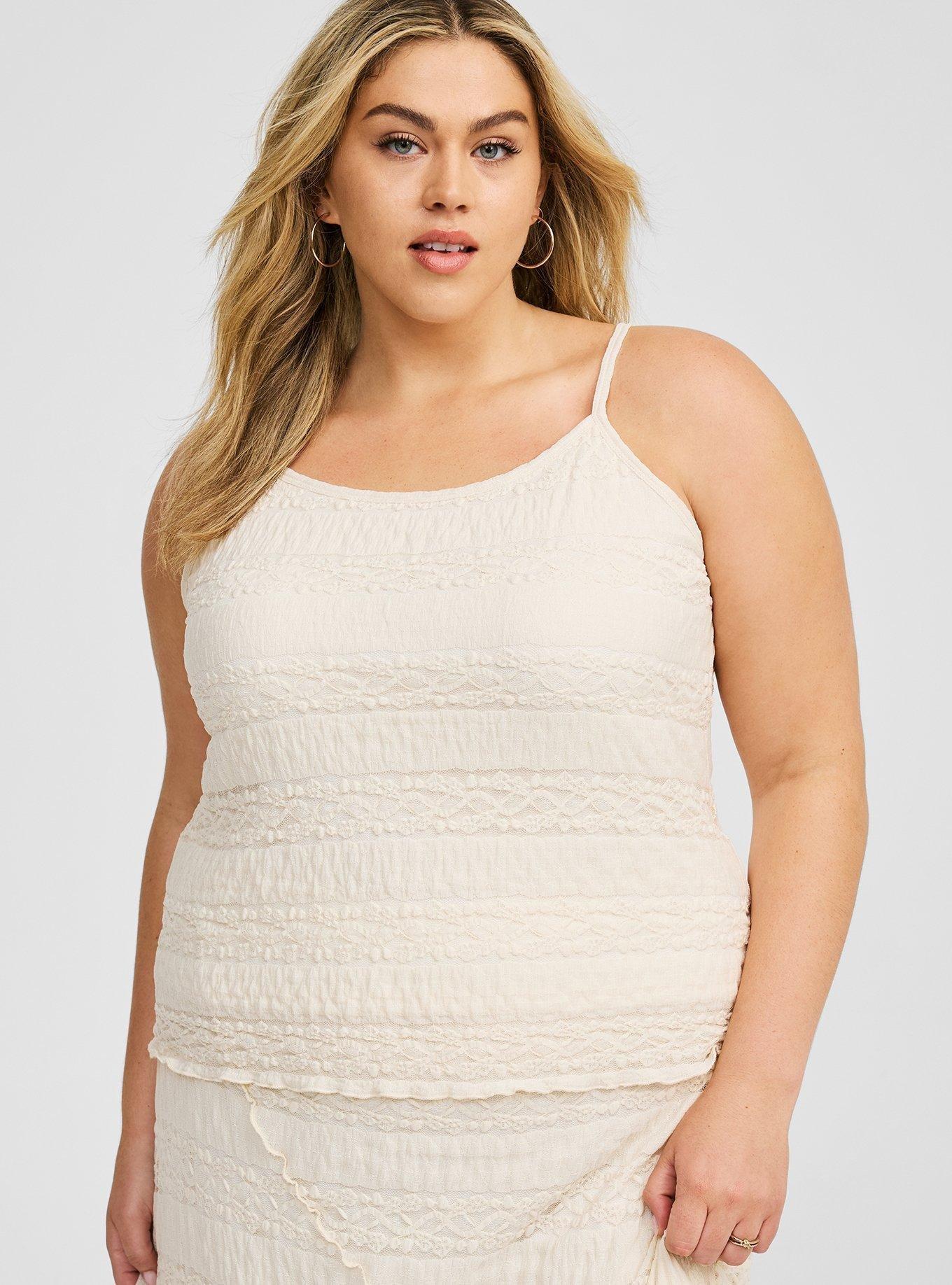 Lace Scoop Neck Cropped Cami, IVORY, alternate