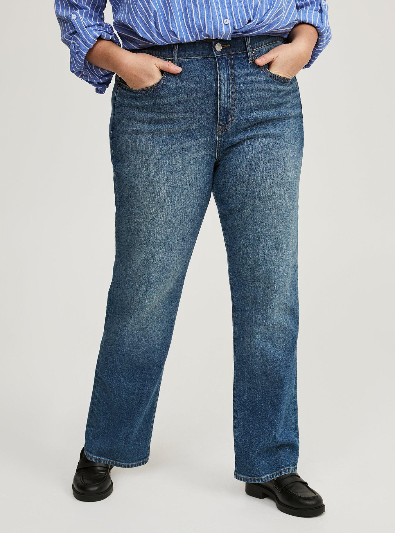 High Rise Straight Elastic Waist Classic Denim Jean