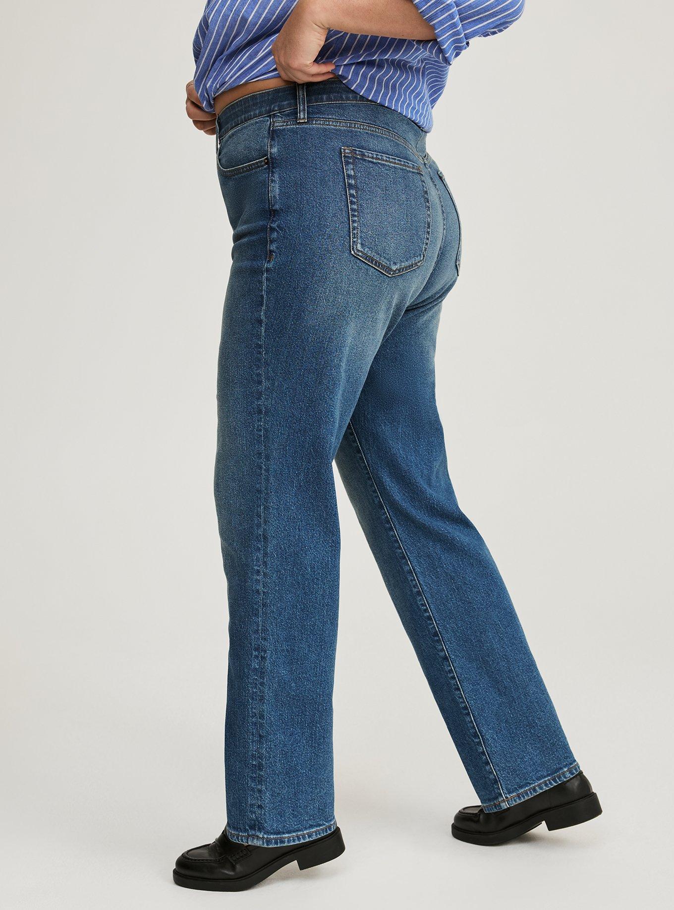 High Rise Straight Elastic Waist Classic Denim Jean