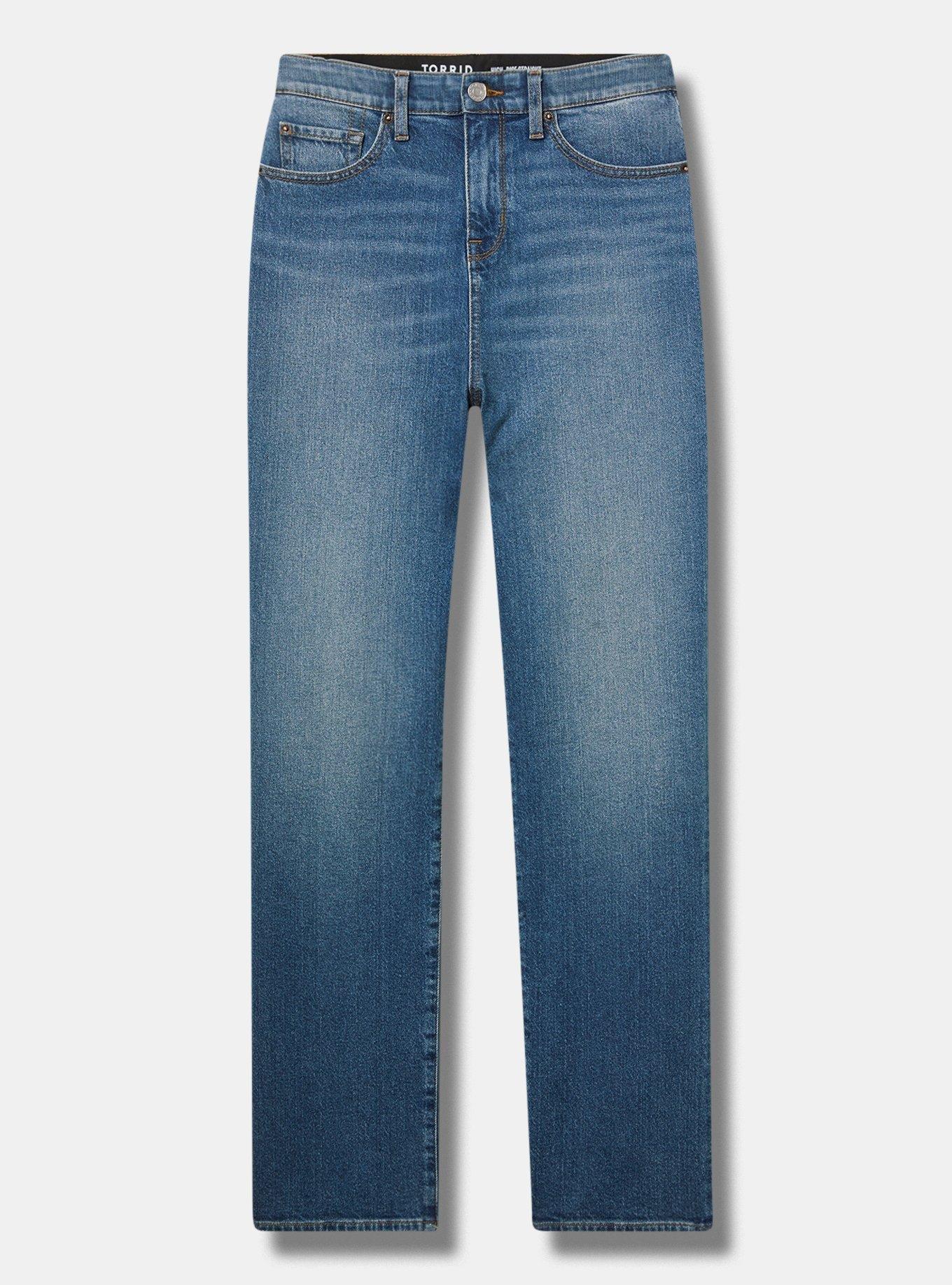 High Rise Straight Elastic Waist Classic Denim Jean