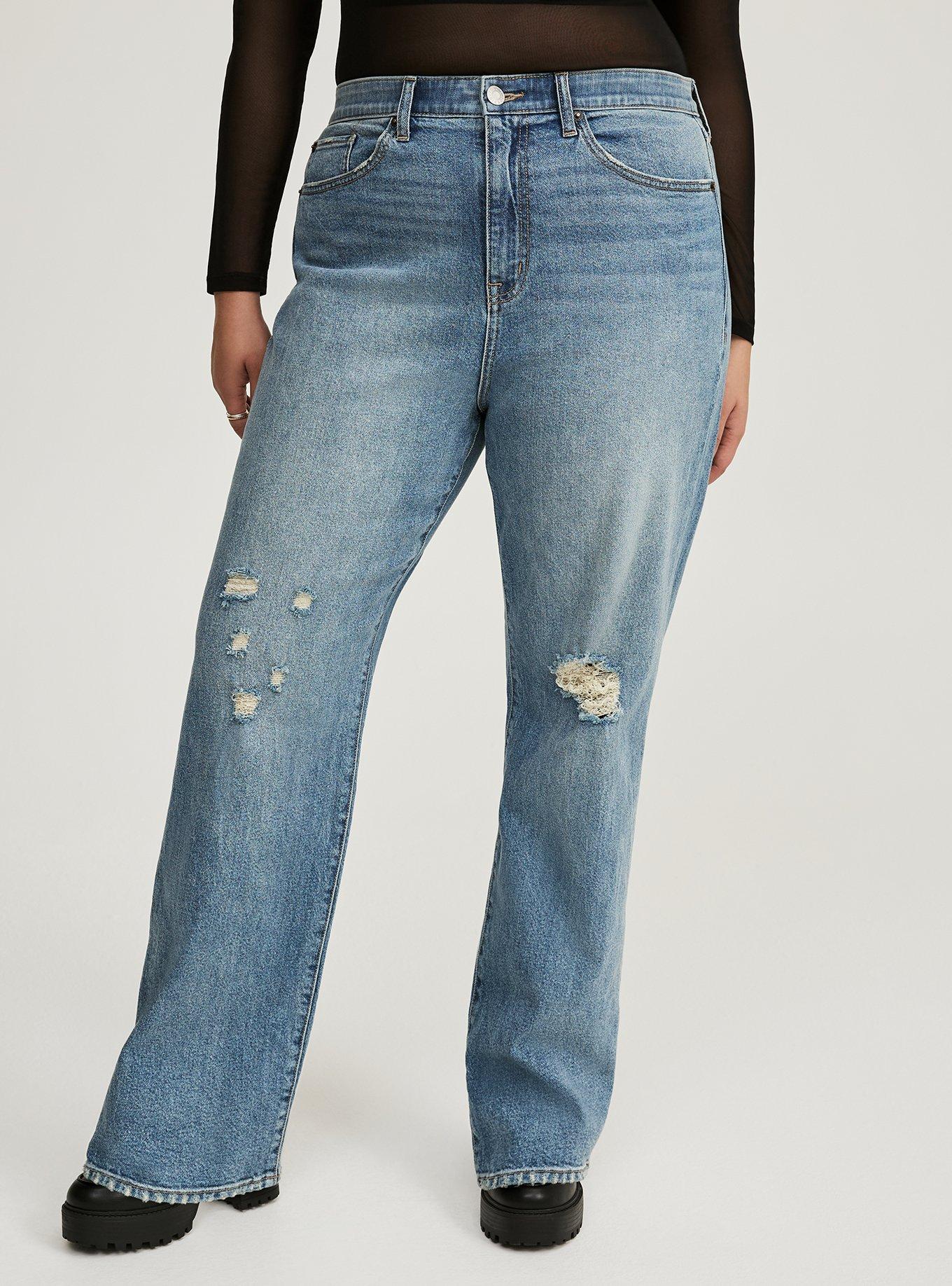 High Rise Straight Elastic Waist Classic Denim Jean