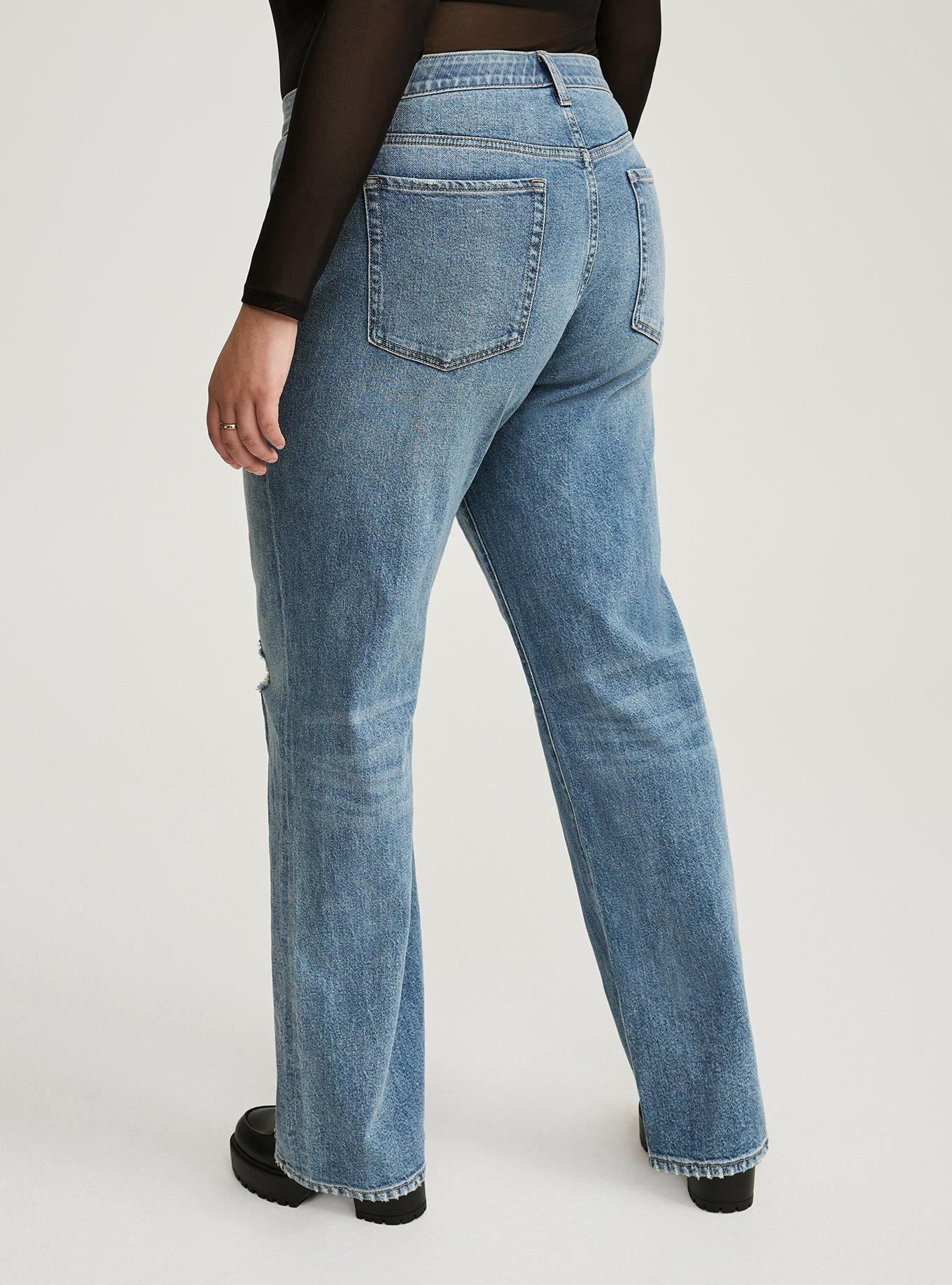High Rise Straight Elastic Waist Classic Denim Jean