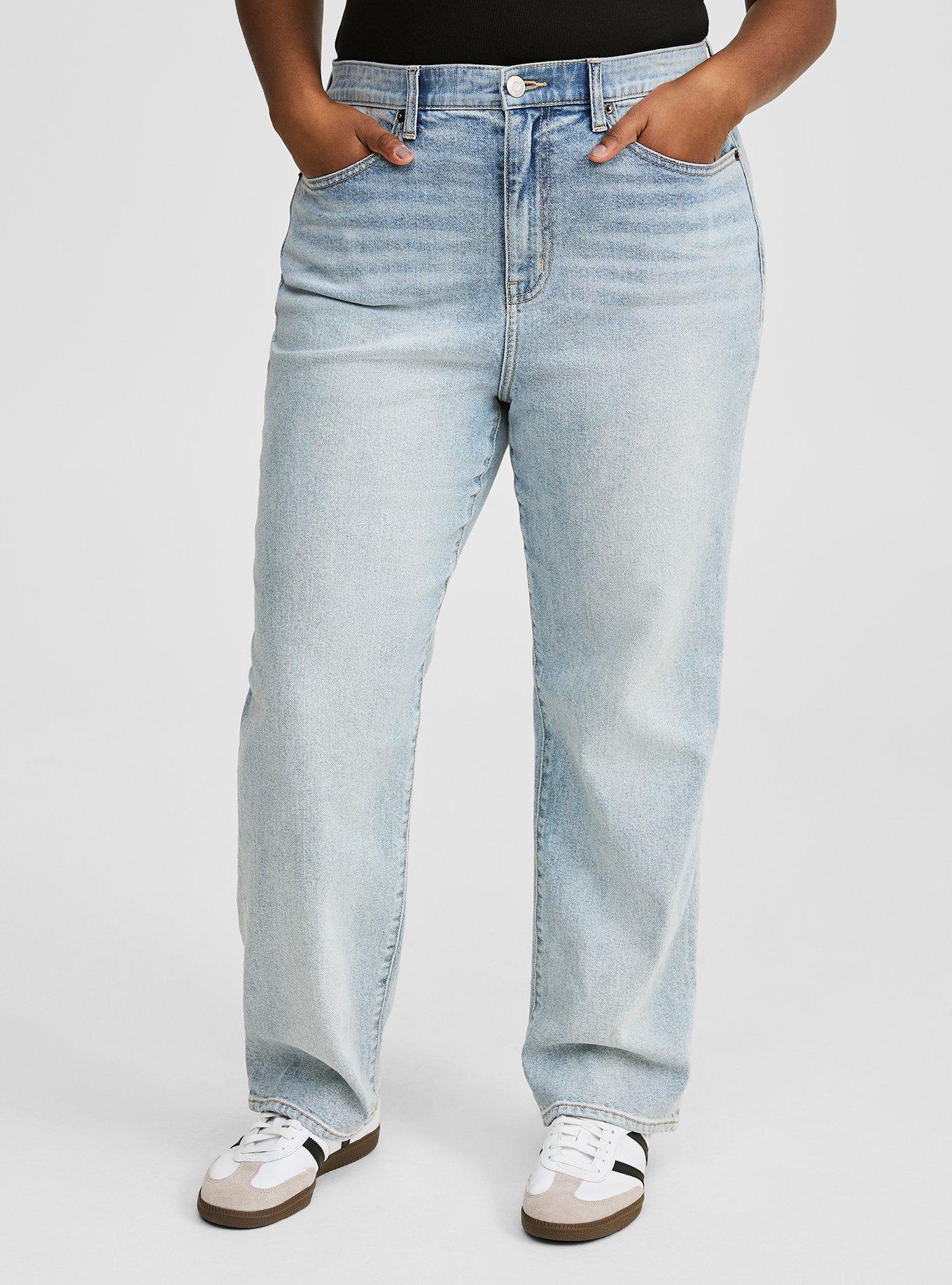 High Rise Straight Elastic Waist Classic Denim Jean