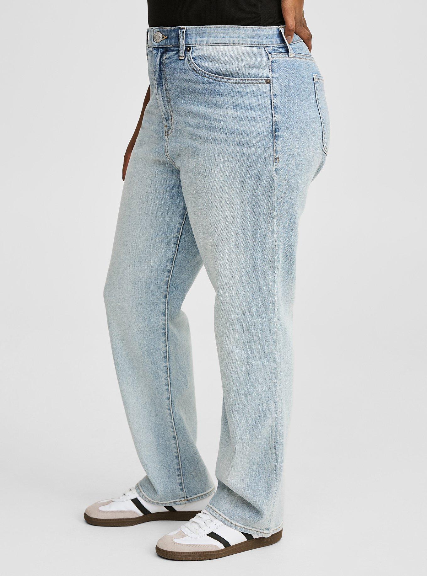 High Rise Straight Elastic Waist Classic Denim Jean