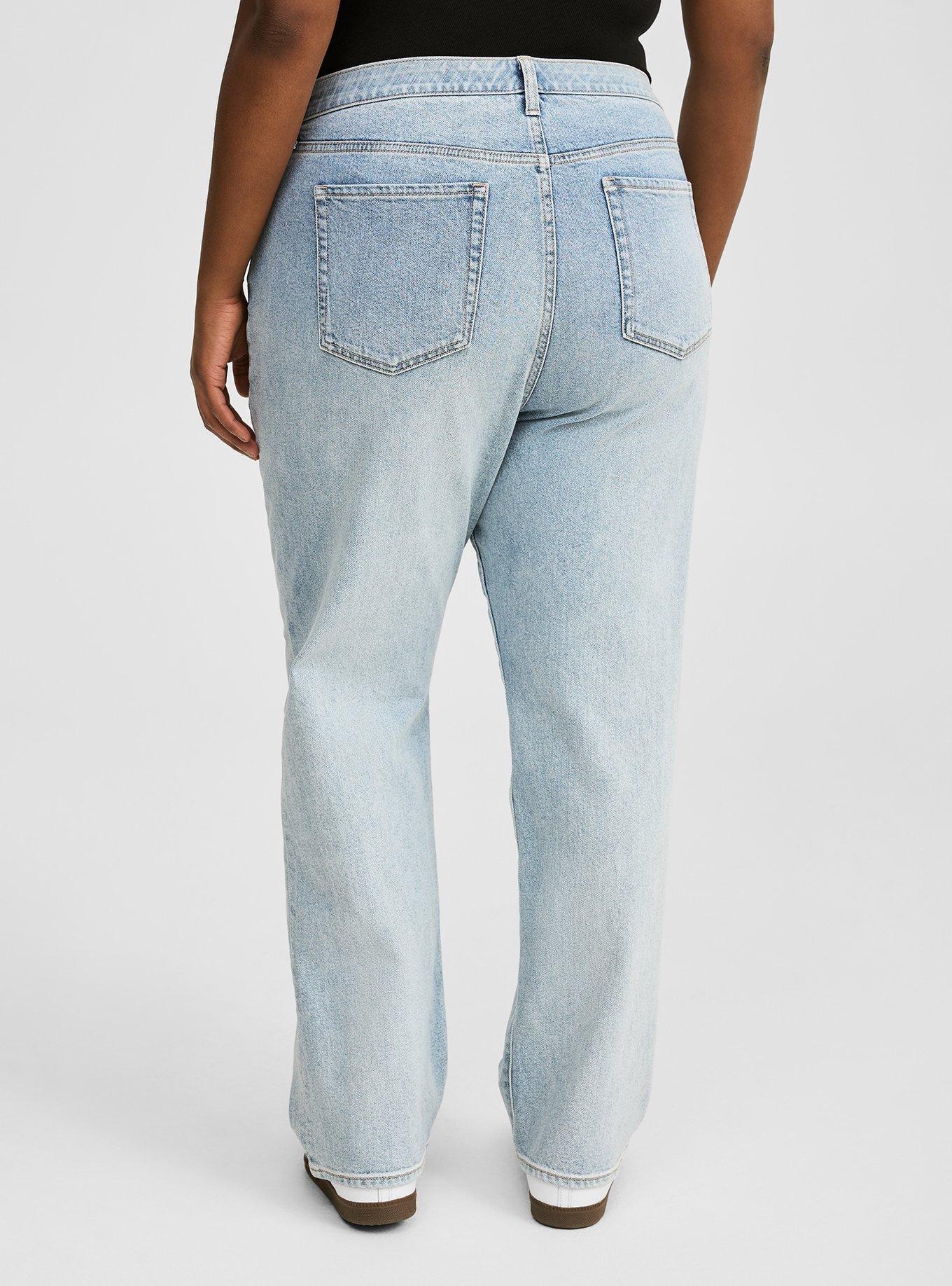 High Rise Straight Elastic Waist Classic Denim Jean