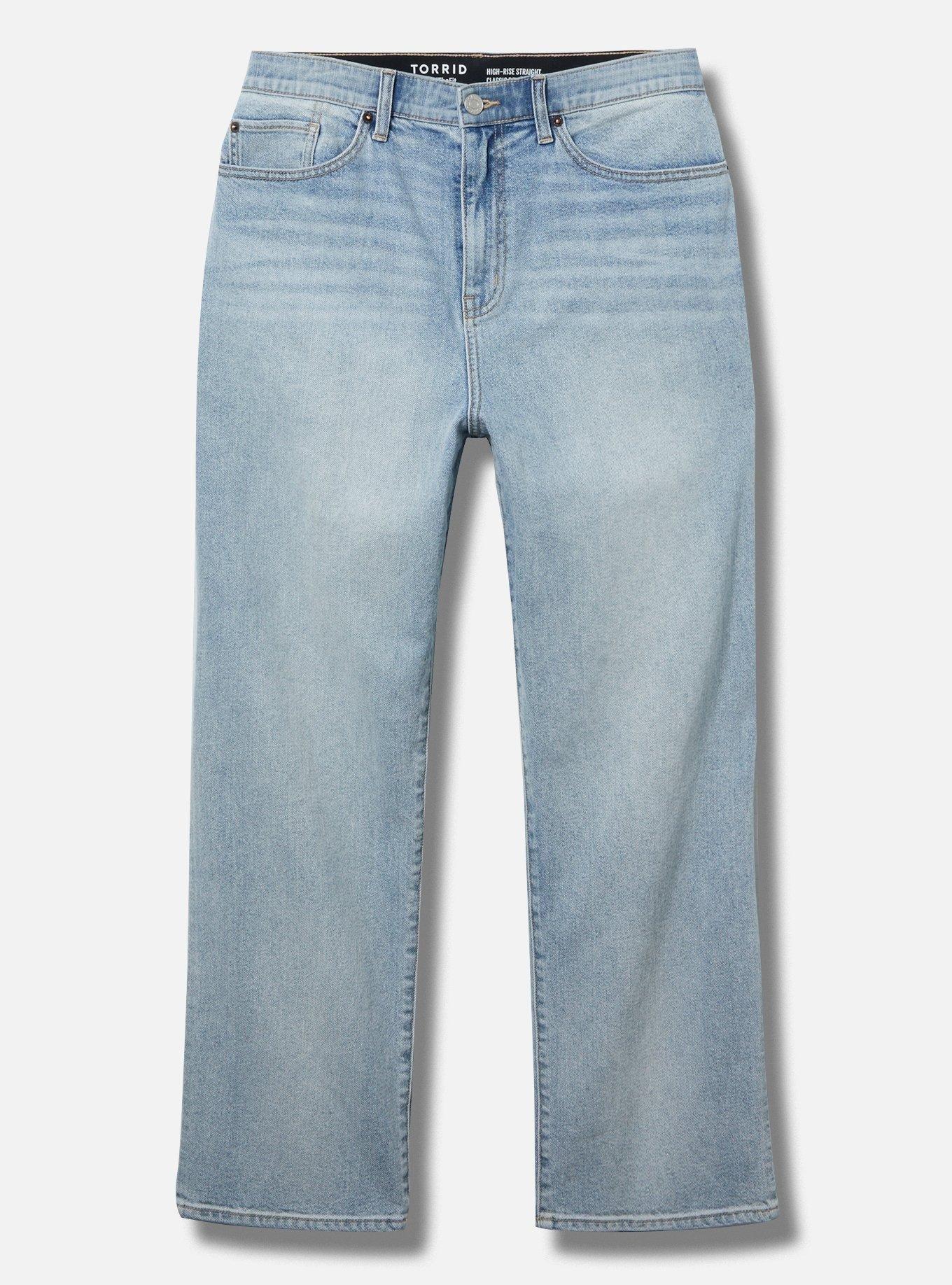 High Rise Straight Elastic Waist Classic Denim Jean