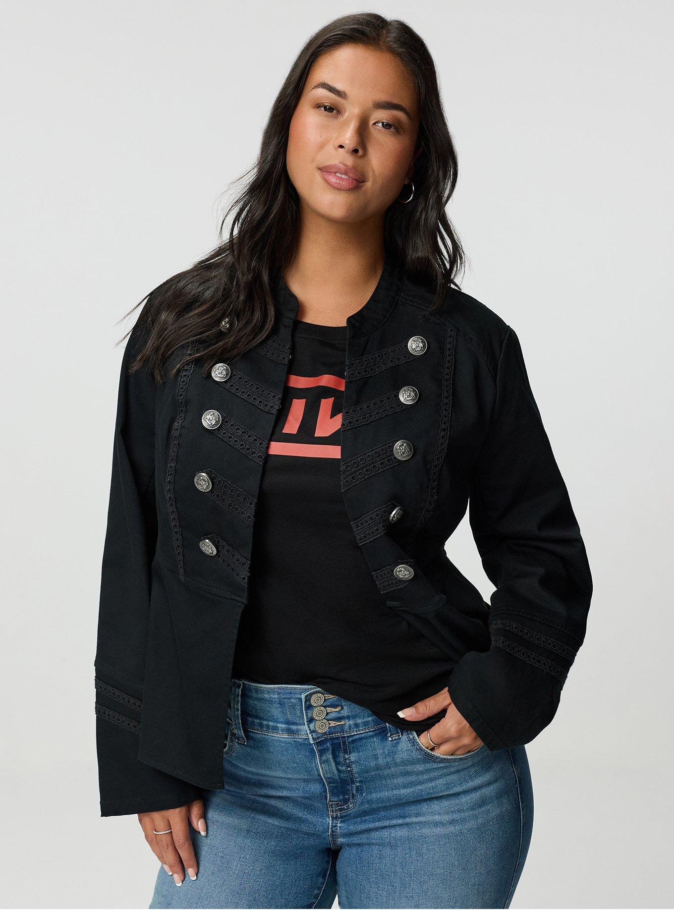 Stretch Twill Military Jacket, DEEP BLACK, alternate