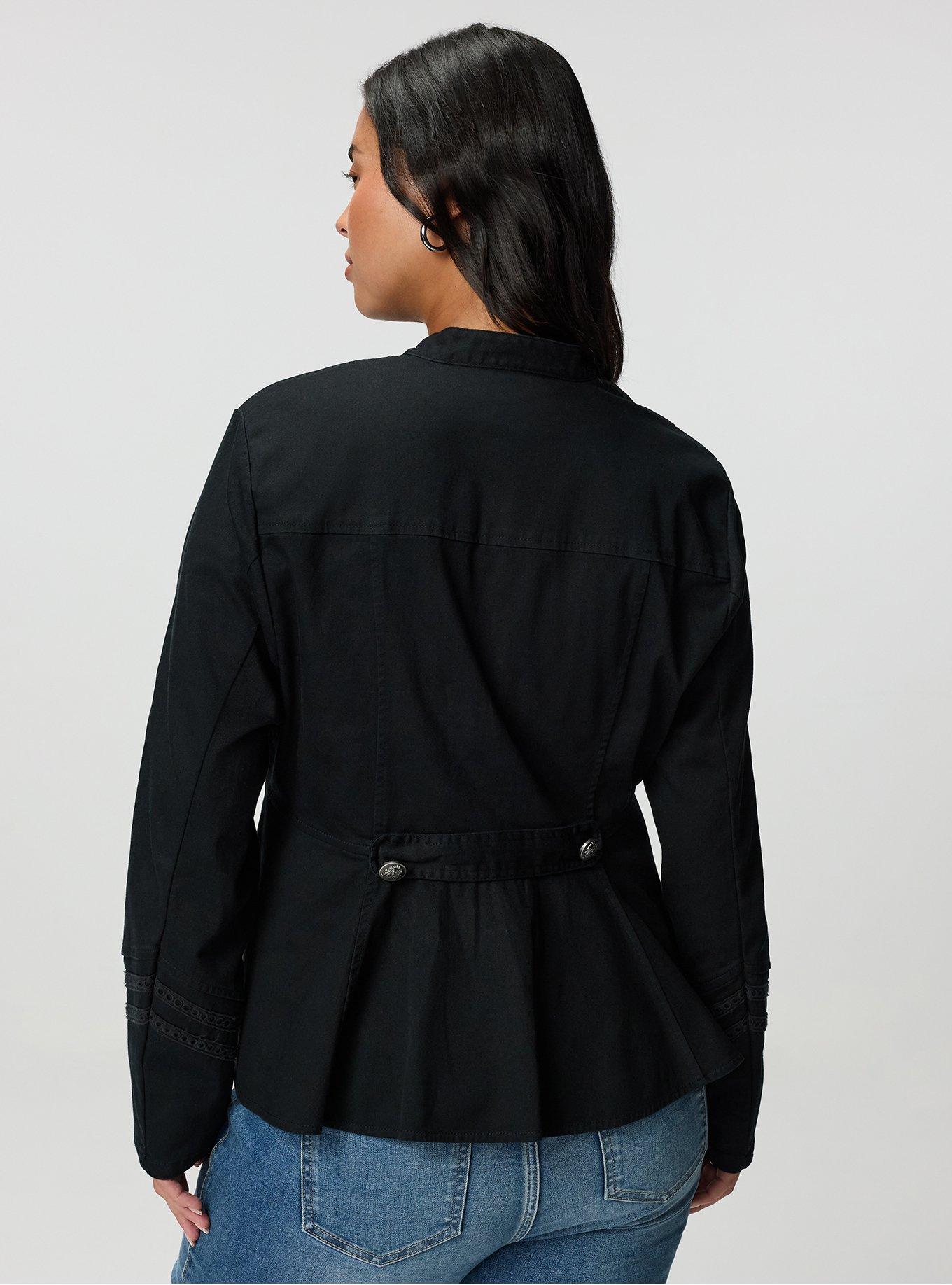 Stretch Twill Military Jacket, DEEP BLACK, alternate