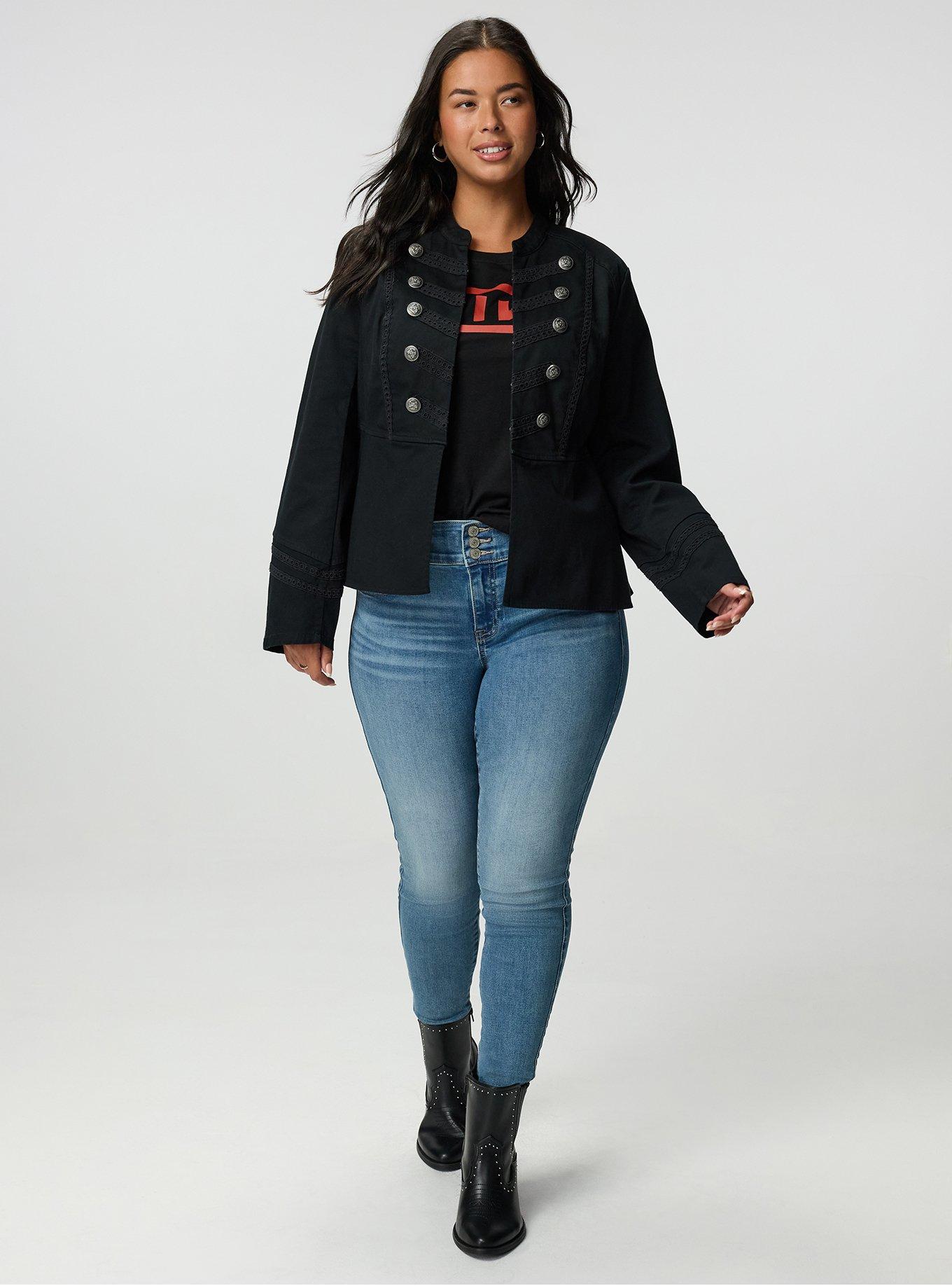 Stretch Twill Military Jacket, DEEP BLACK, alternate