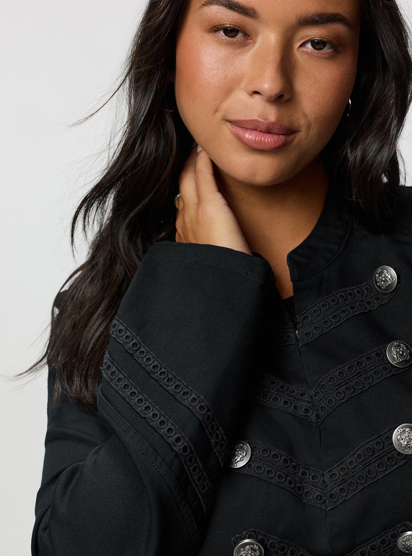Stretch Twill Military Jacket, DEEP BLACK, alternate