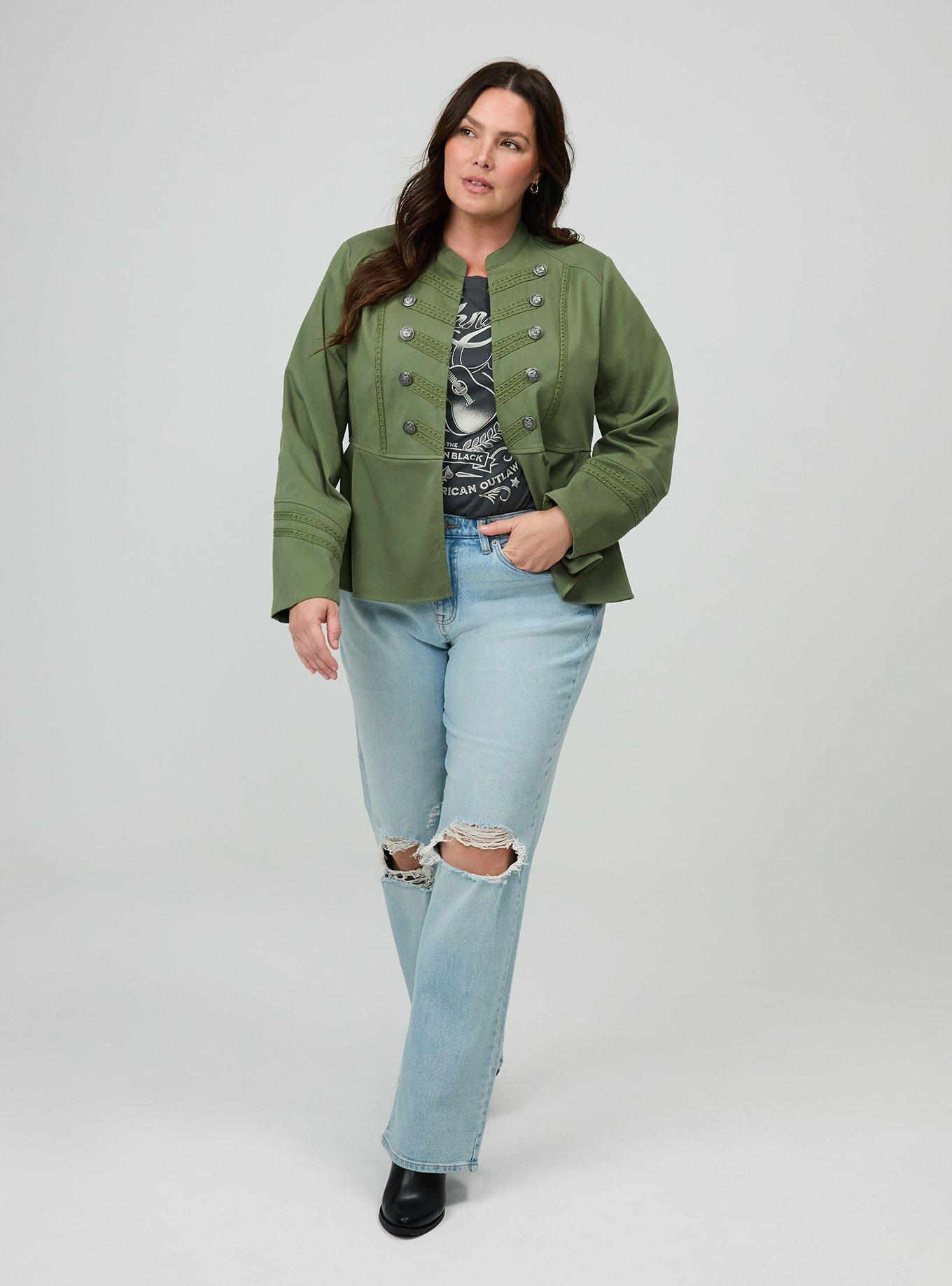 Stretch Twill Military Jacket, OLIVINE, alternate