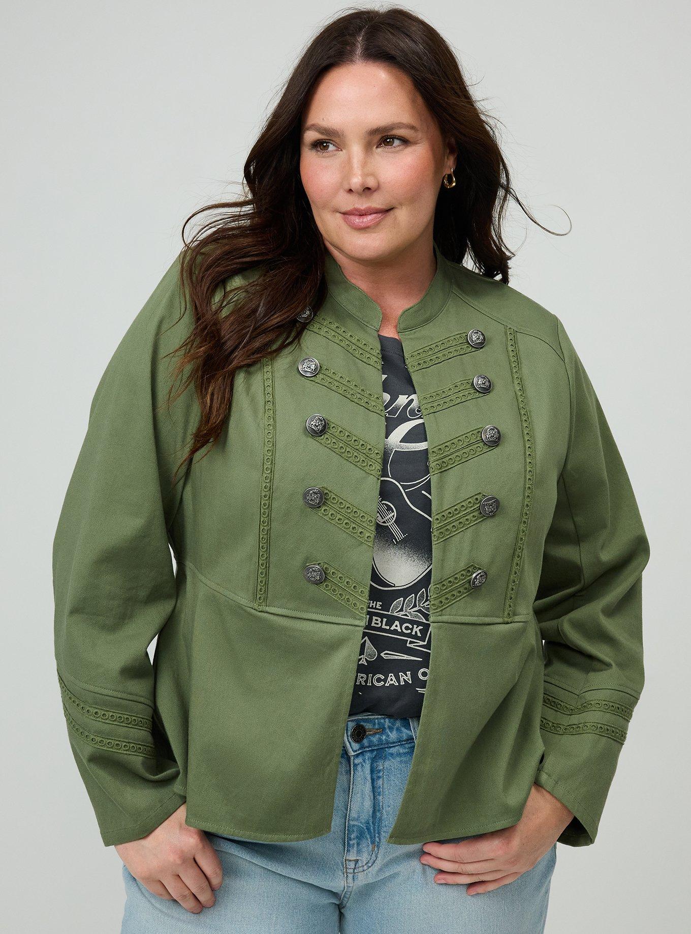 Stretch Twill Military Jacket, OLIVINE, alternate