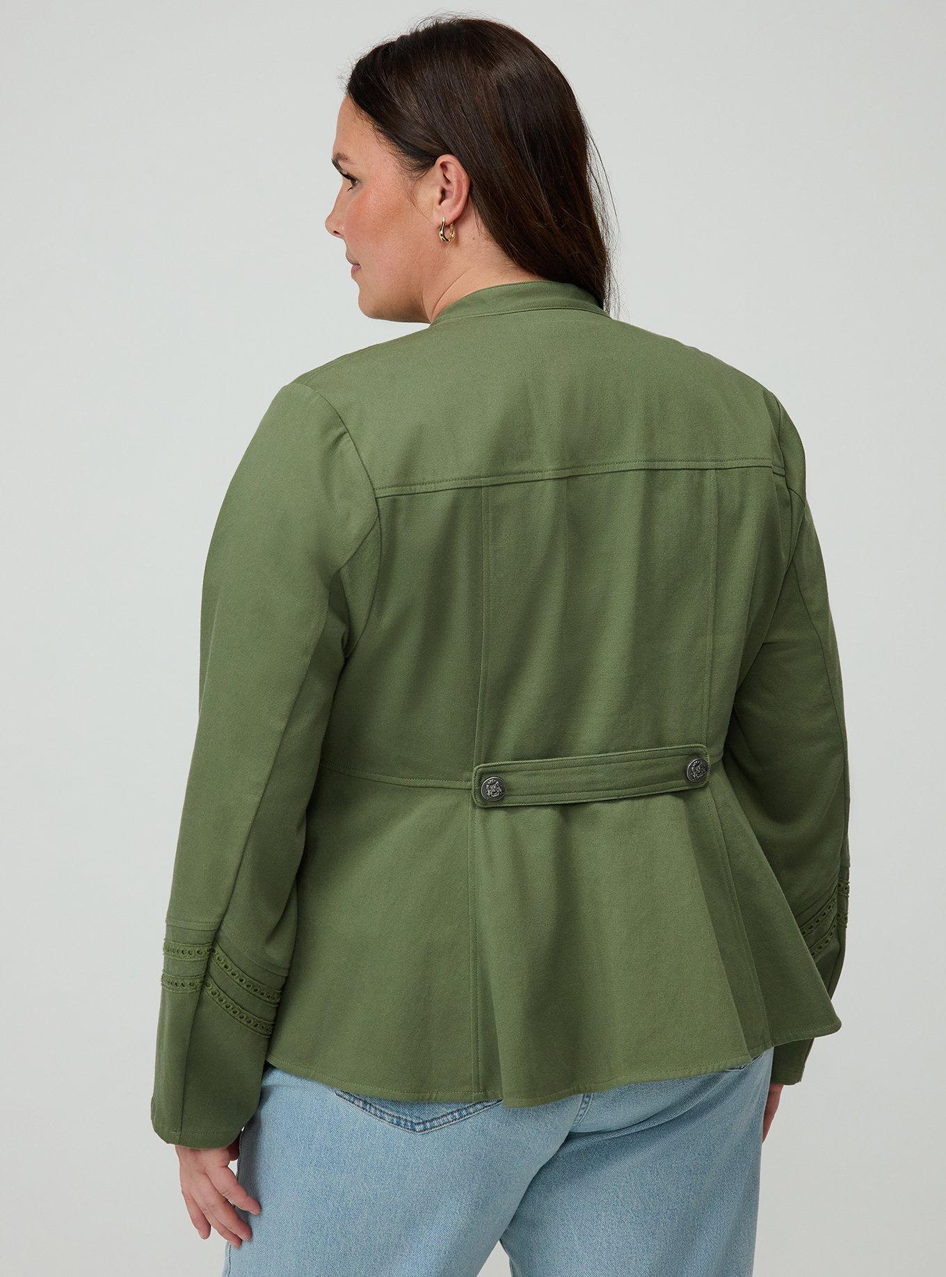 Stretch Twill Military Jacket, OLIVINE, alternate