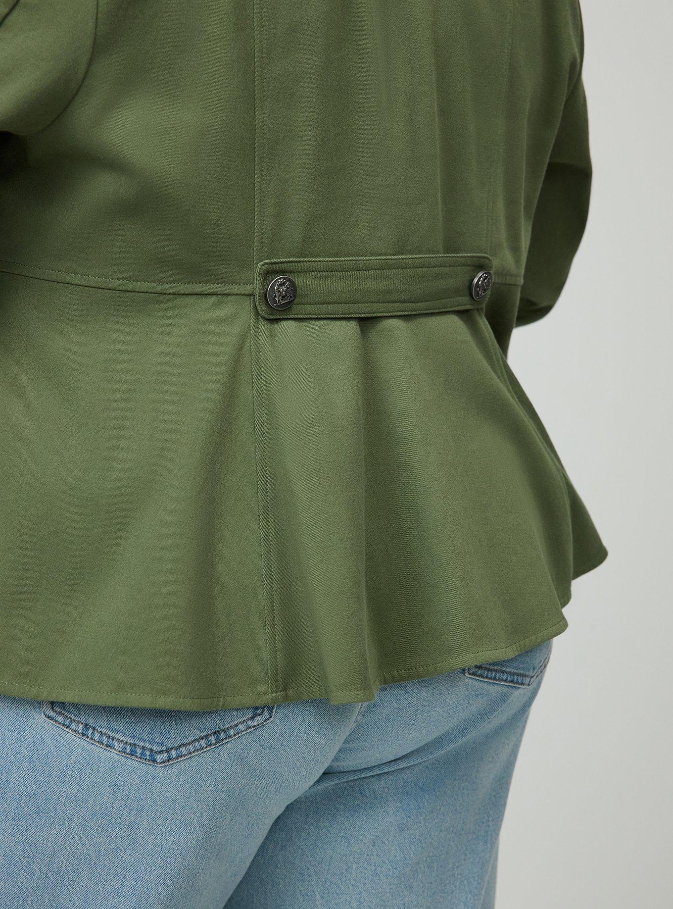 Stretch Twill Military Jacket, OLIVINE, alternate