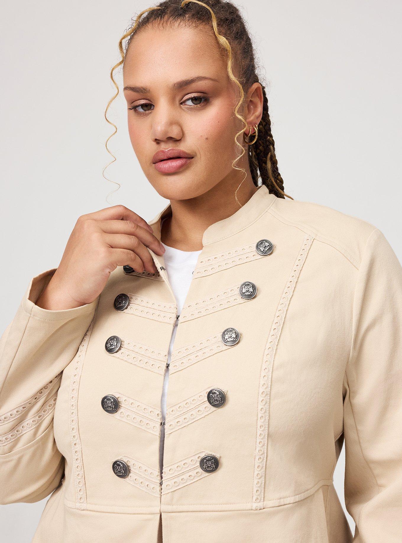 Stretch Twill Military Jacket, CEMENT, alternate