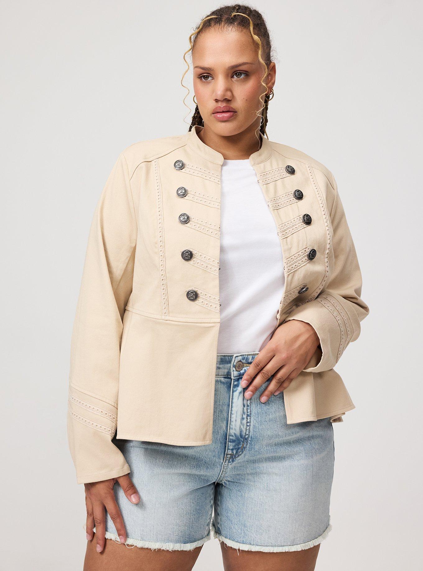 Stretch Twill Military Jacket, CEMENT, alternate