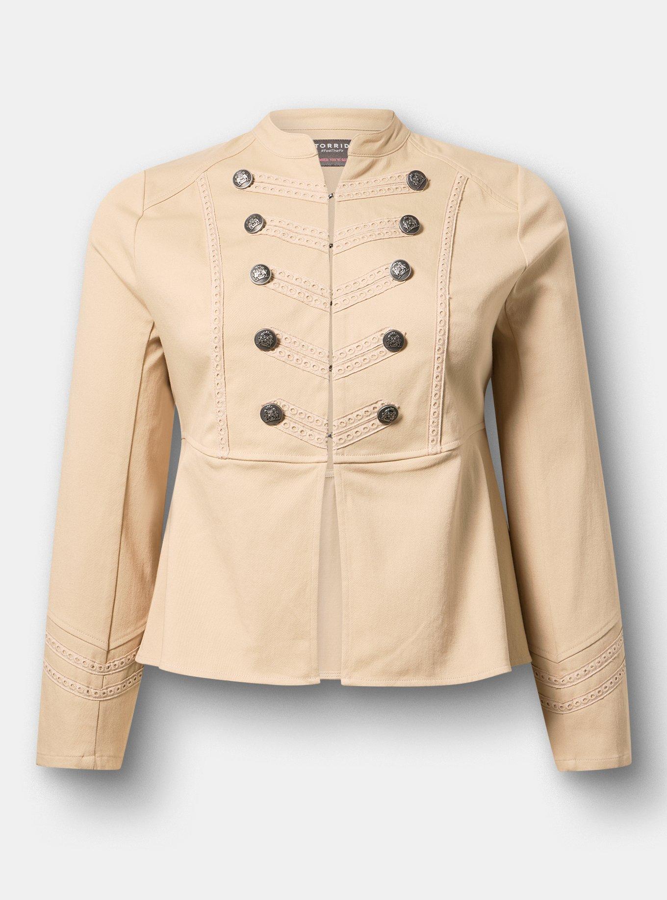 Stretch Twill Military Jacket, CEMENT, flat