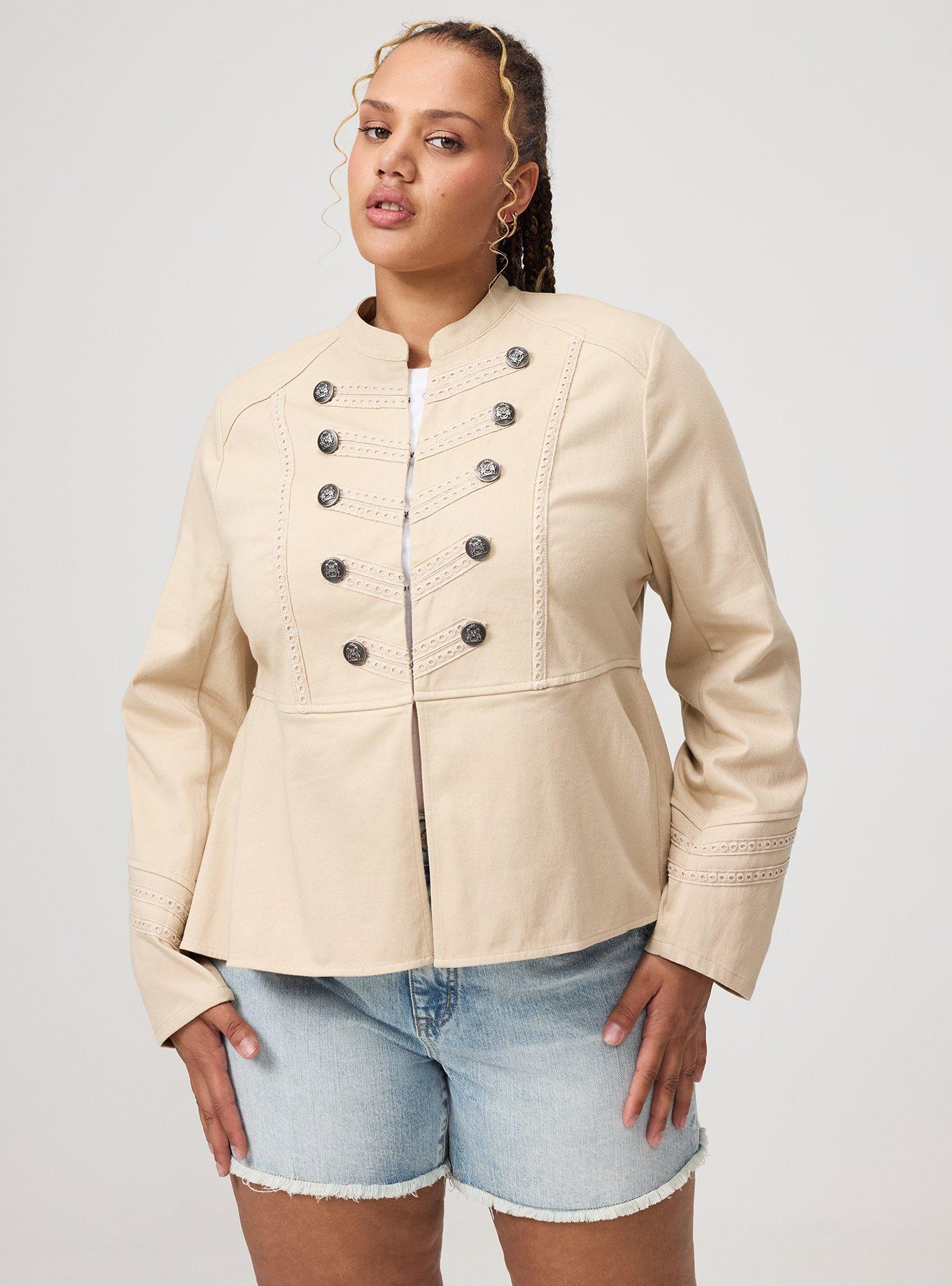 Stretch Twill Military Jacket, CEMENT, hi-res