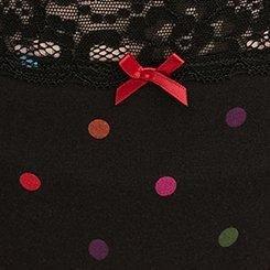 New Fit - Cotton Mid Rise Hipster Lace Trim Panty, JINGLE DOT BLACK, swatch