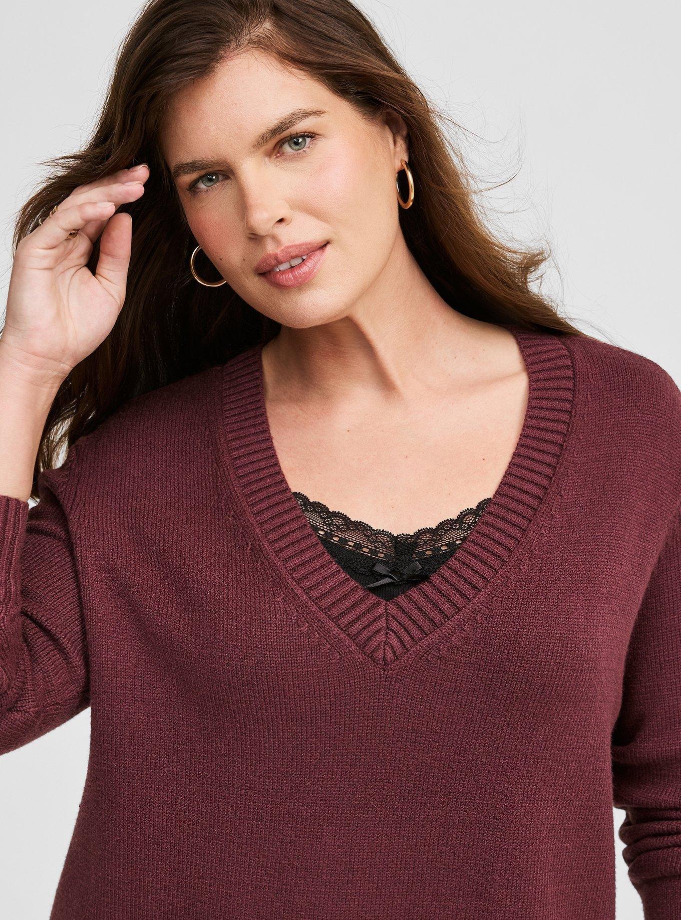 V-Neck Long Sleeve Pullover Sweater