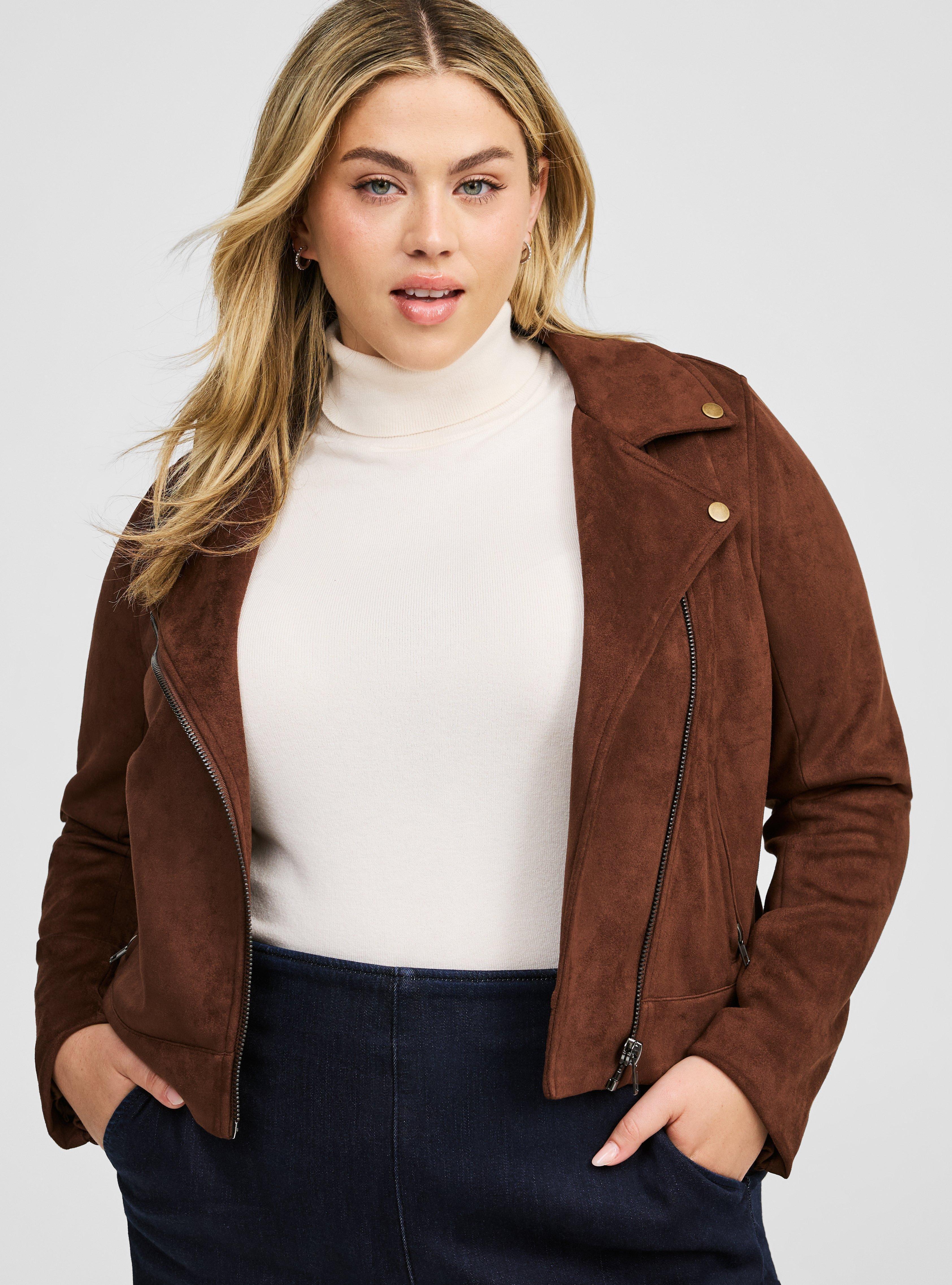 Plus size suede moto jacket best sale