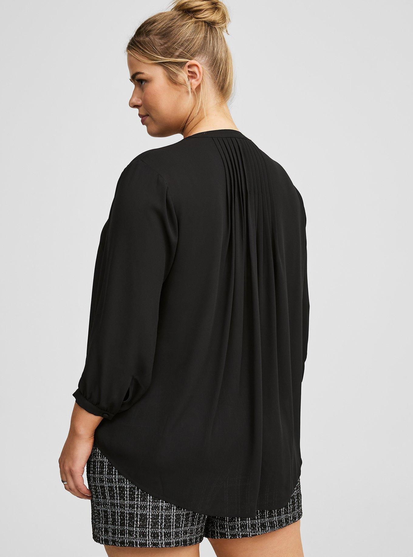 Harper Georgette 3/4 Blouson Sleeve Tunic, DEEP BLACK, alternate