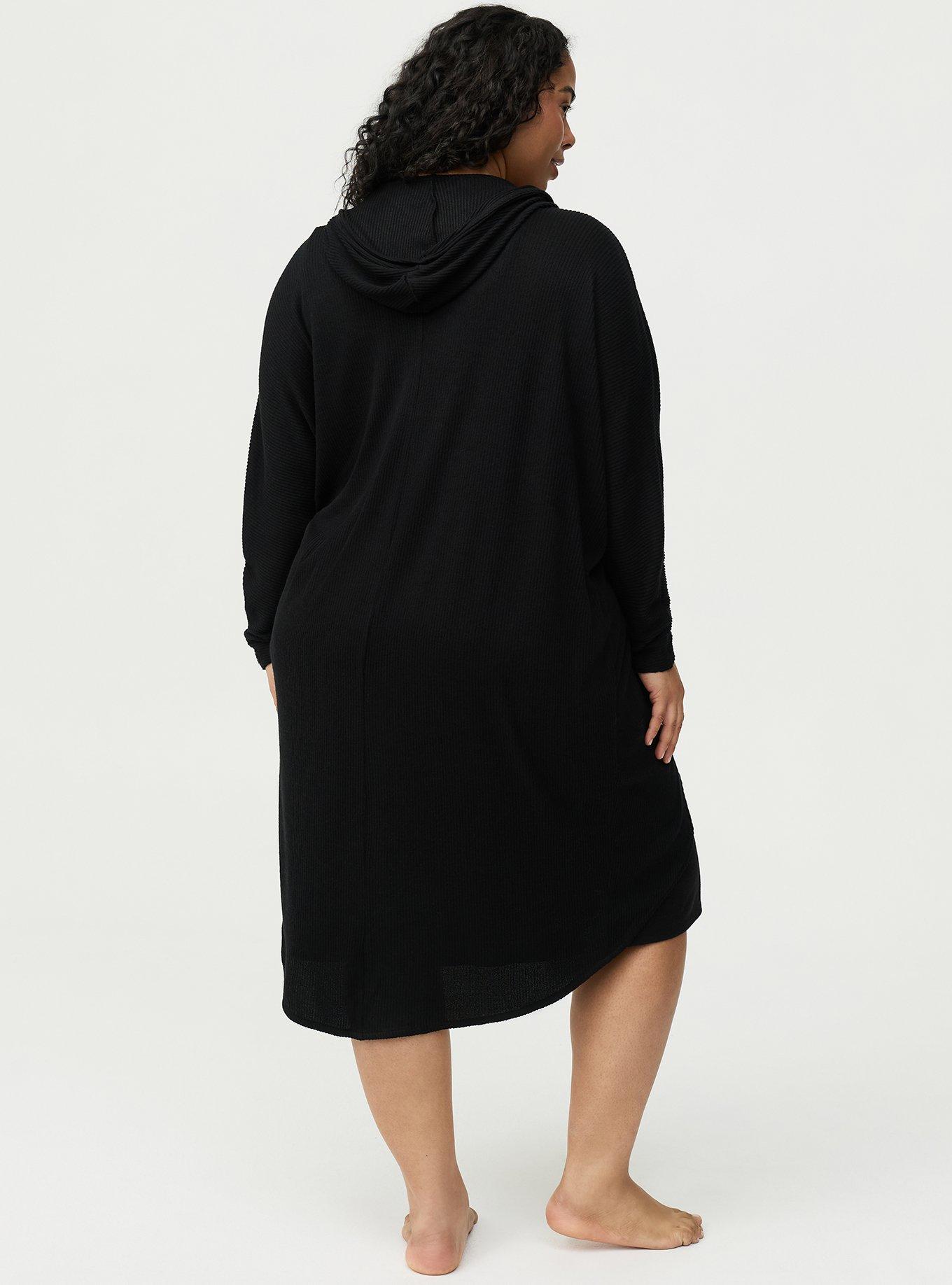 Super Soft Plush Rib Cocoon Lounge Cardigan, DEEP BLACK, alternate